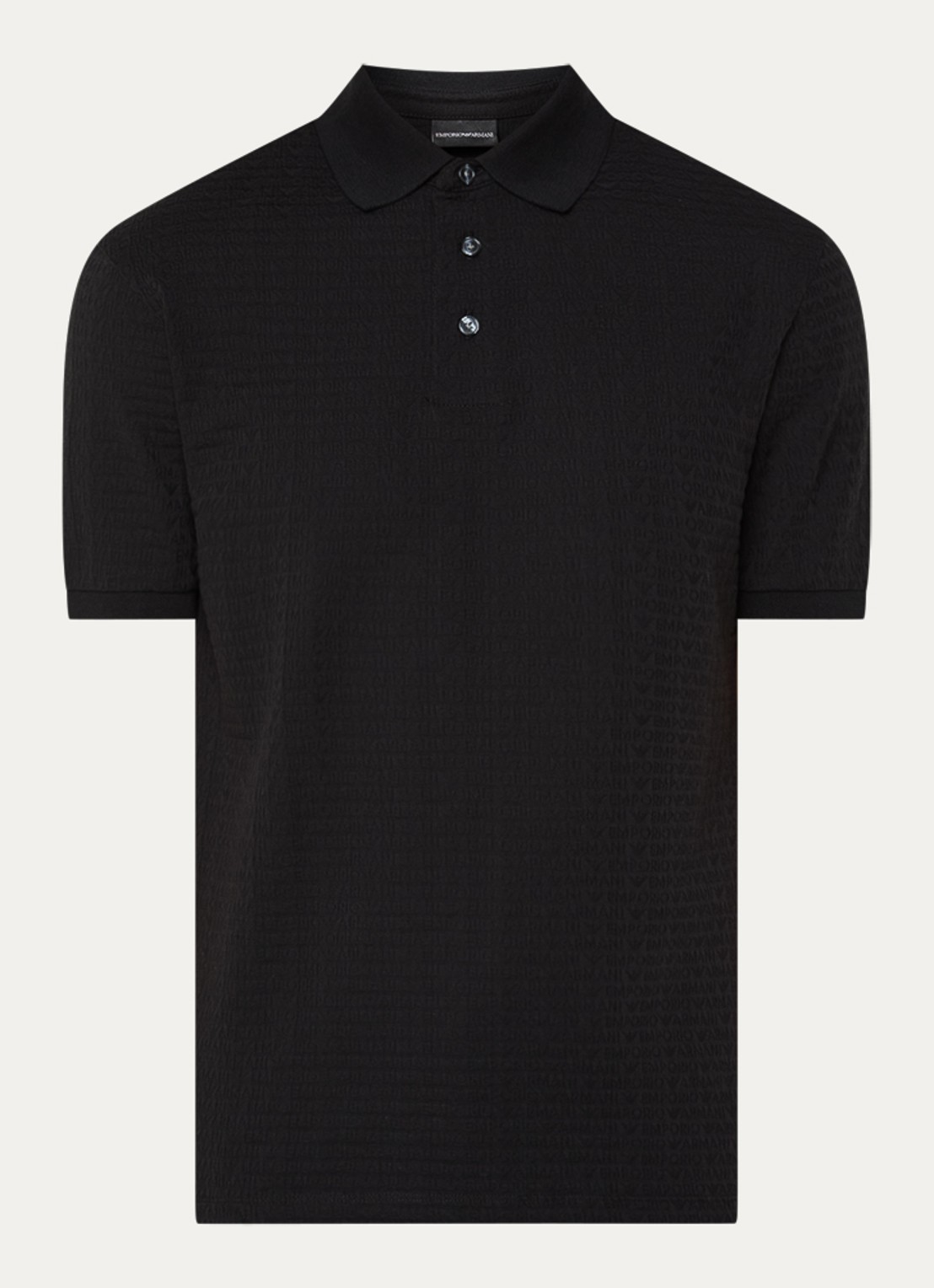 Armani Regular fit polo met logoprint - voorkant 3 zwart