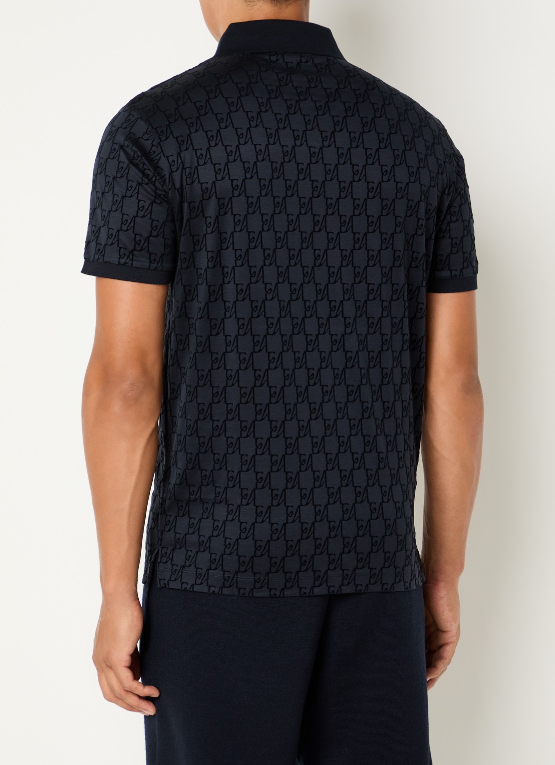 Armani Regular fit polo met logoprint - achterkant donkerblauw