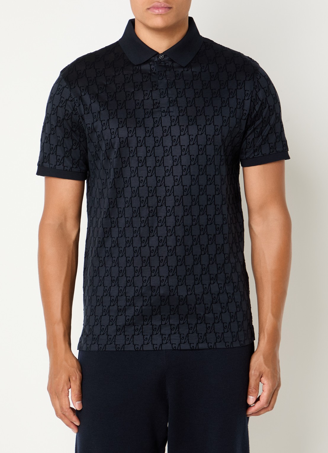 Armani Regular fit polo met logoprint - detail 2 donkerblauw