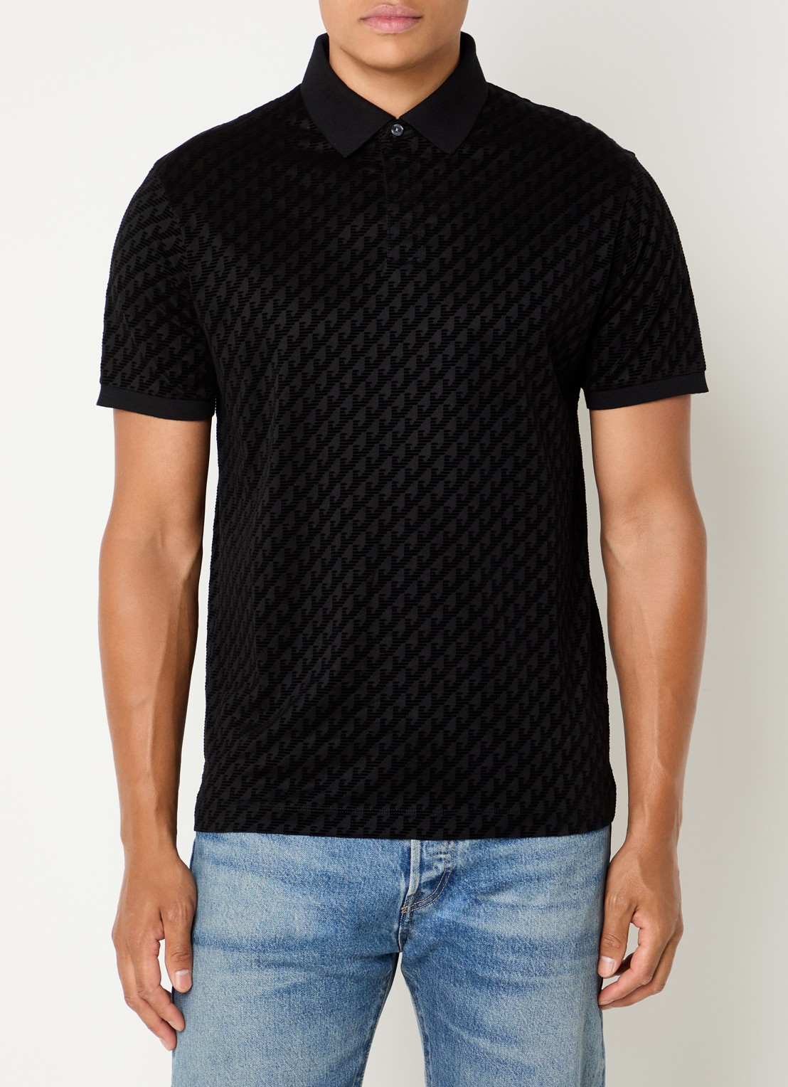 Armani Regular fit polo met logoprint - detail 2 zwart