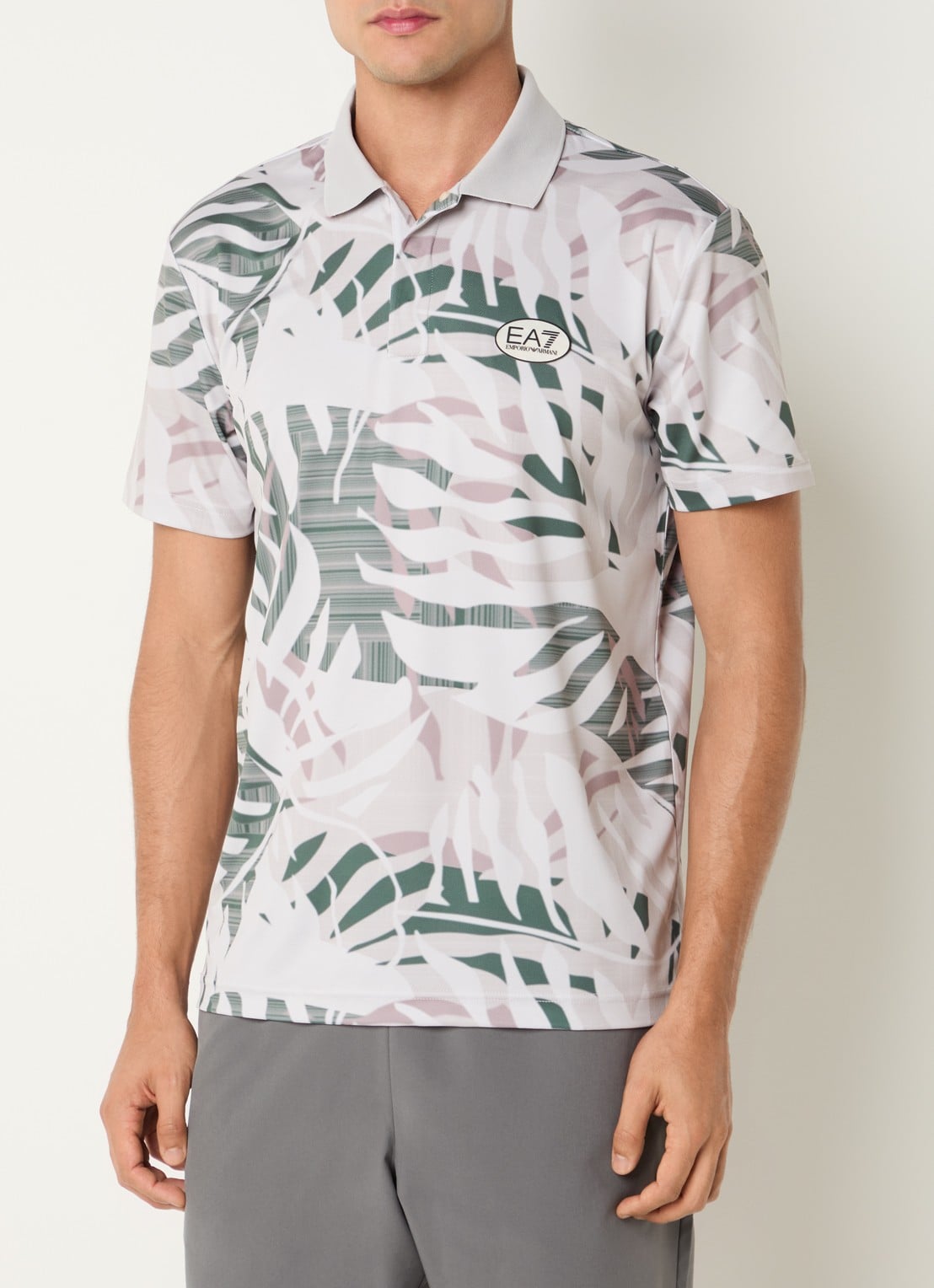Armani Regular fit polo met print - detail beige