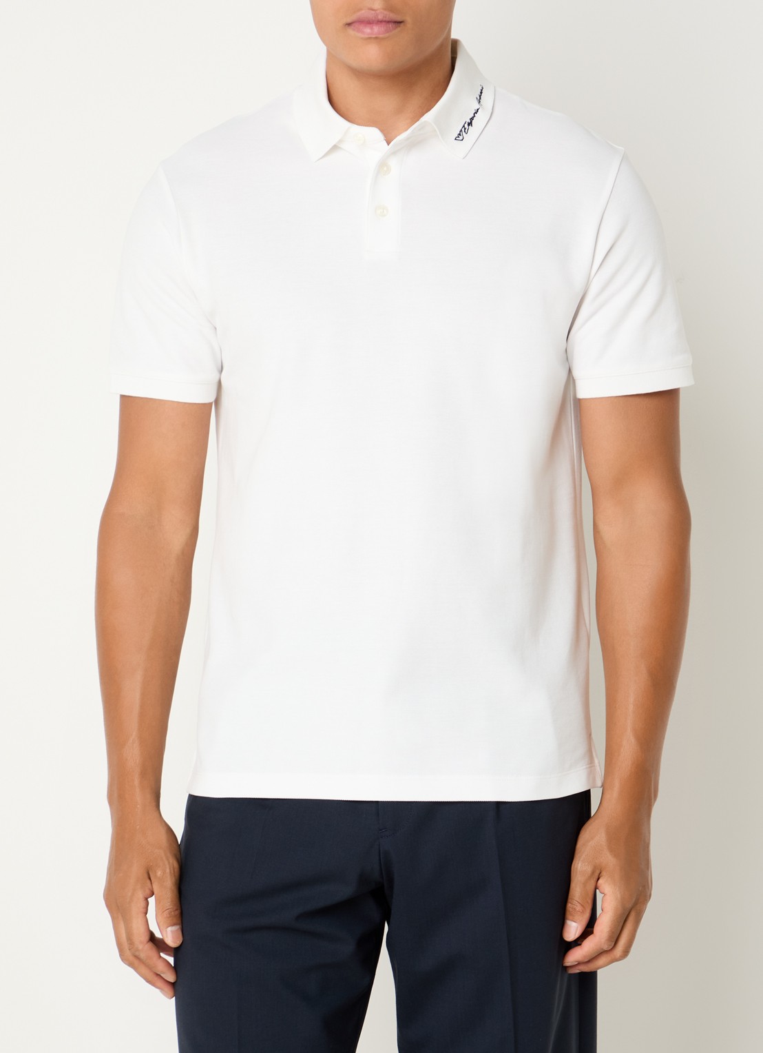 Armani Regular fit polo met stretch - detail wit