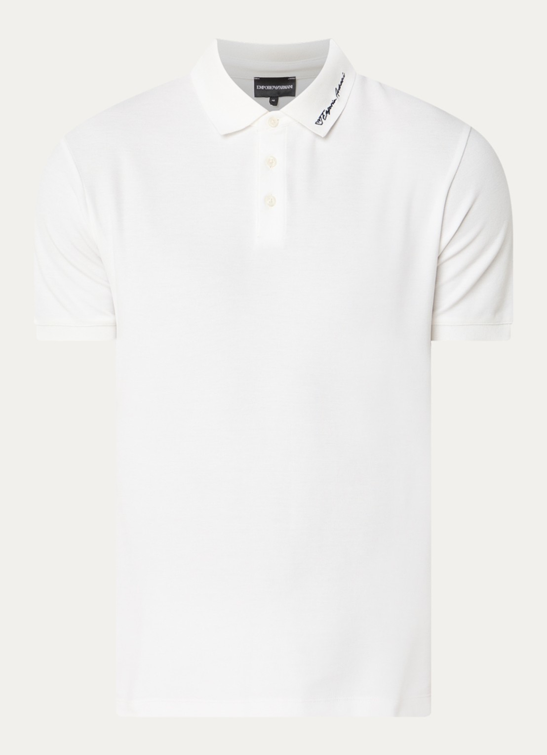Armani Regular fit polo met stretch - voorkant 3 wit