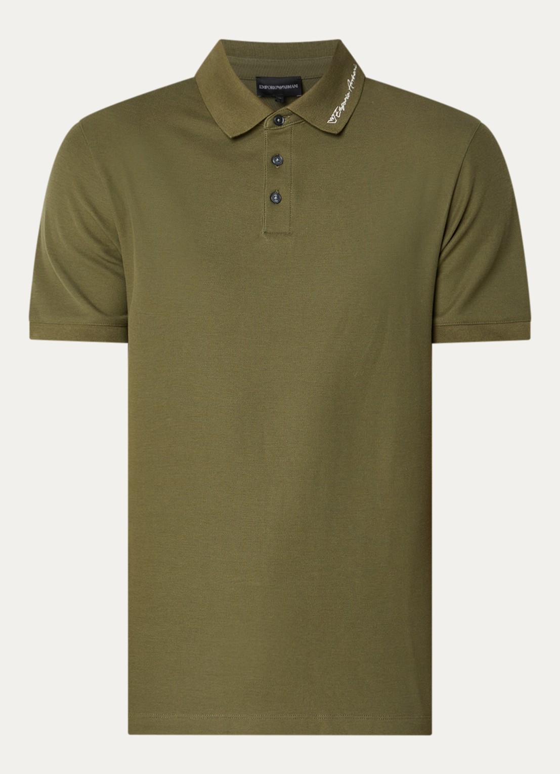 Armani Regular fit polo met stretch - voorkant 3 bronsgroen