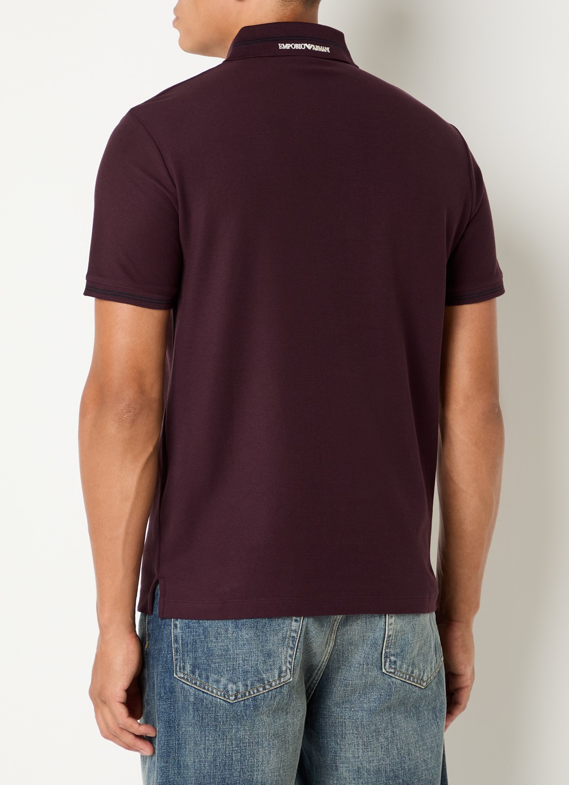Armani Regular fit polo met stretch - achterkant 2 bordeauxrood