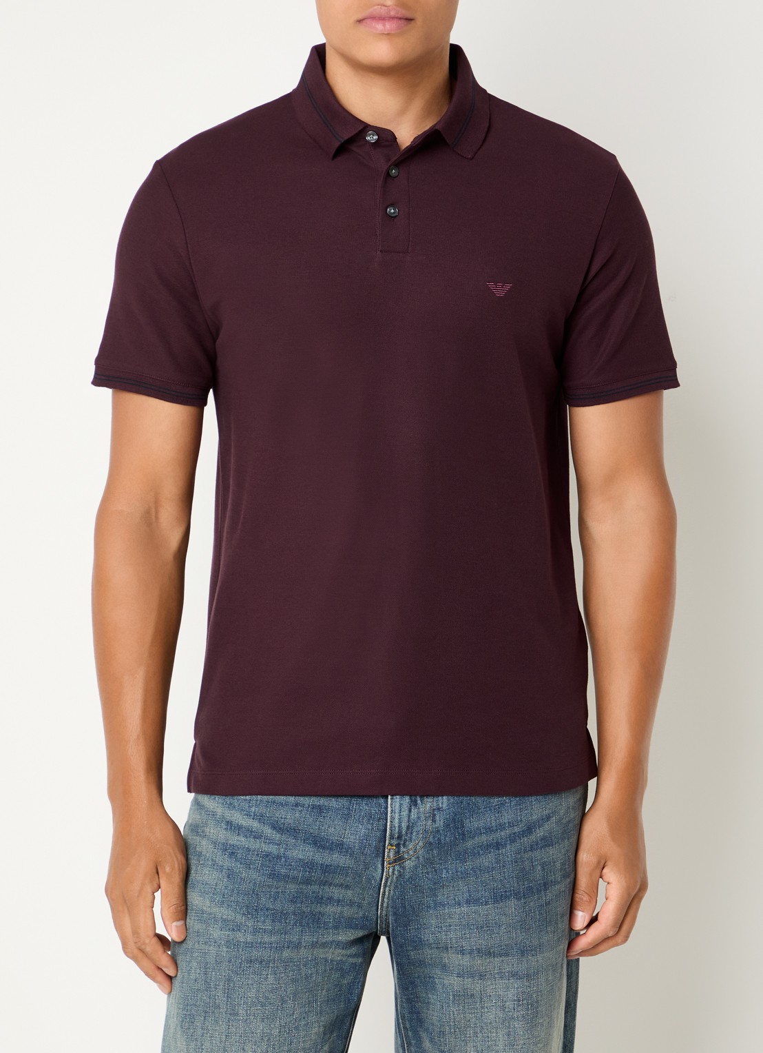 Armani Regular fit polo met stretch - detail bordeauxrood