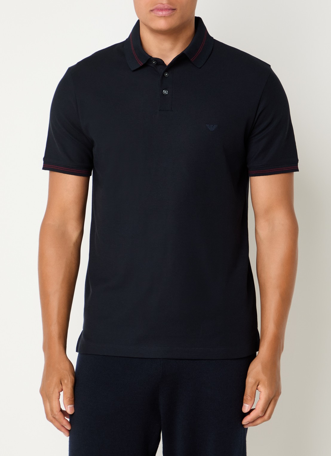 Armani Regular fit polo met stretch - detail 3 donkerblauw
