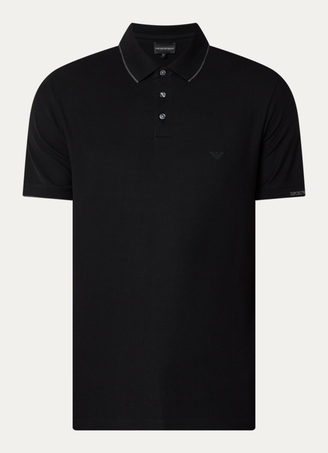 Armani Regular fit polo met stretch - voorkant zwart