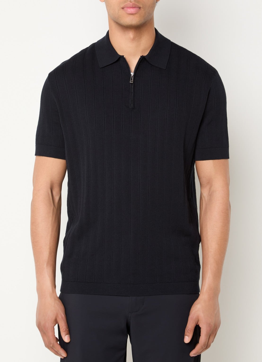 Armani Regular fit polo met structuur - detail 2 zwart