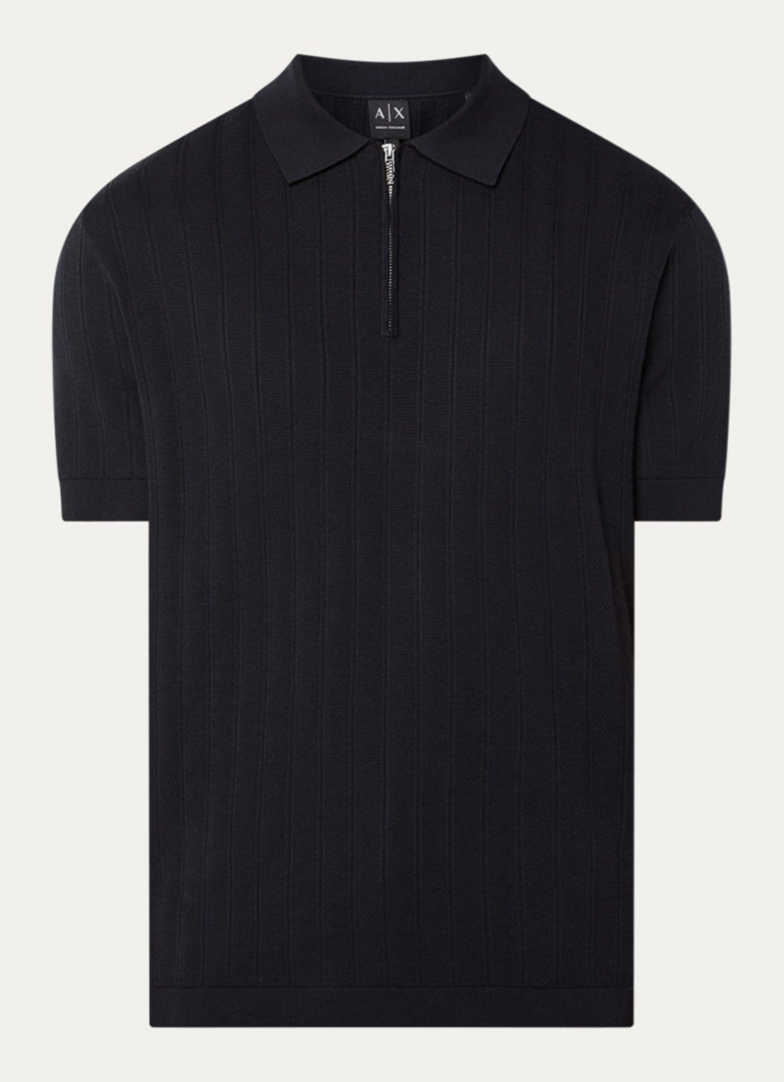Armani Regular fit polo met structuur - voorkant 3 zwart