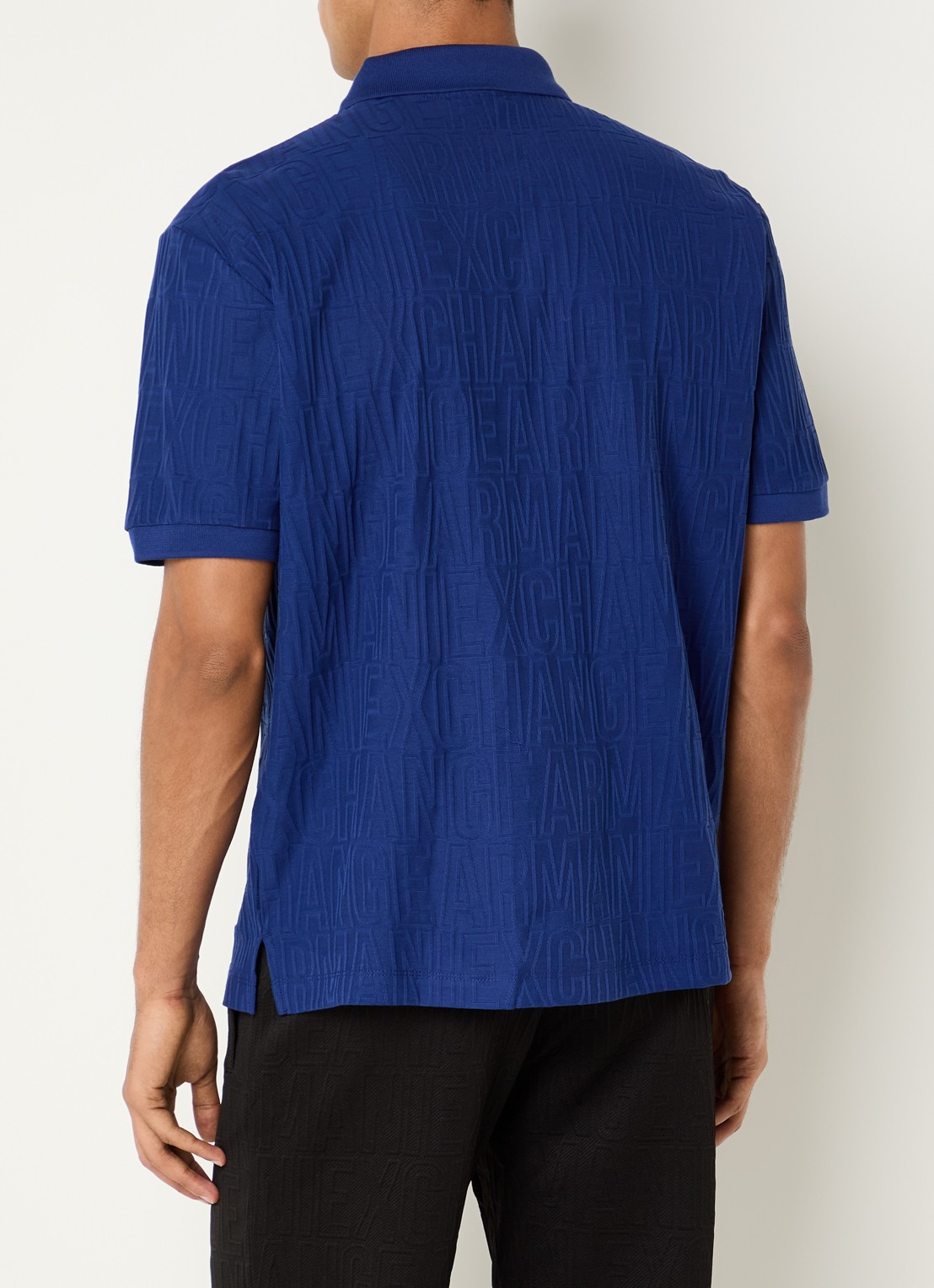 Armani Regular fit polo met structuur - achterkant kobaltblauw