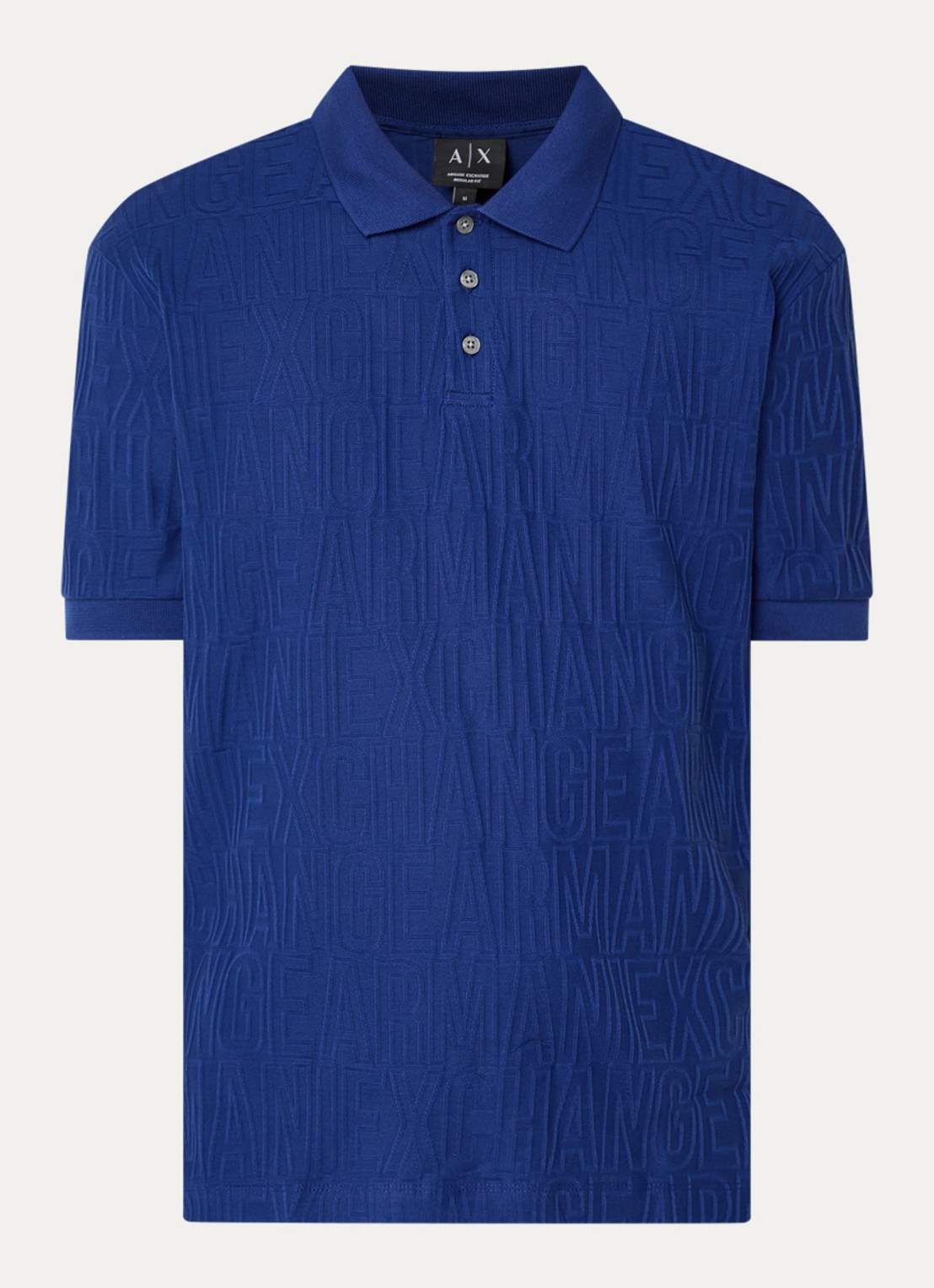 Armani Regular fit polo met structuur - voorkant 3 kobaltblauw