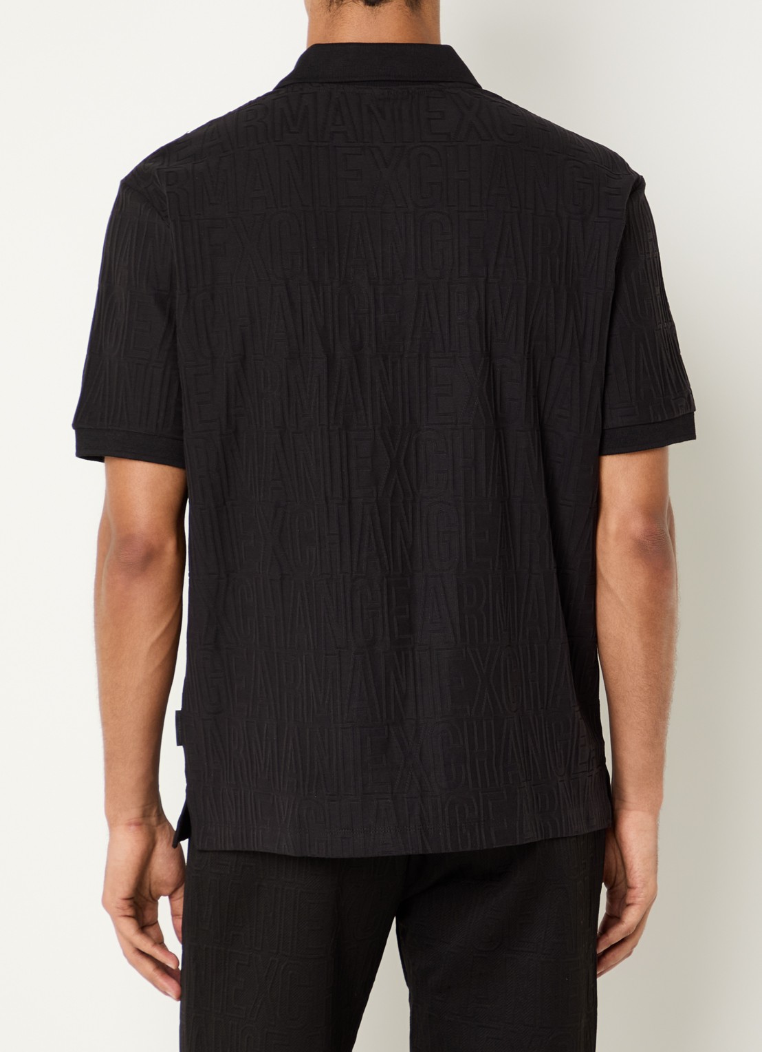 Armani Regular fit polo met structuur - achterkant 3 zwart