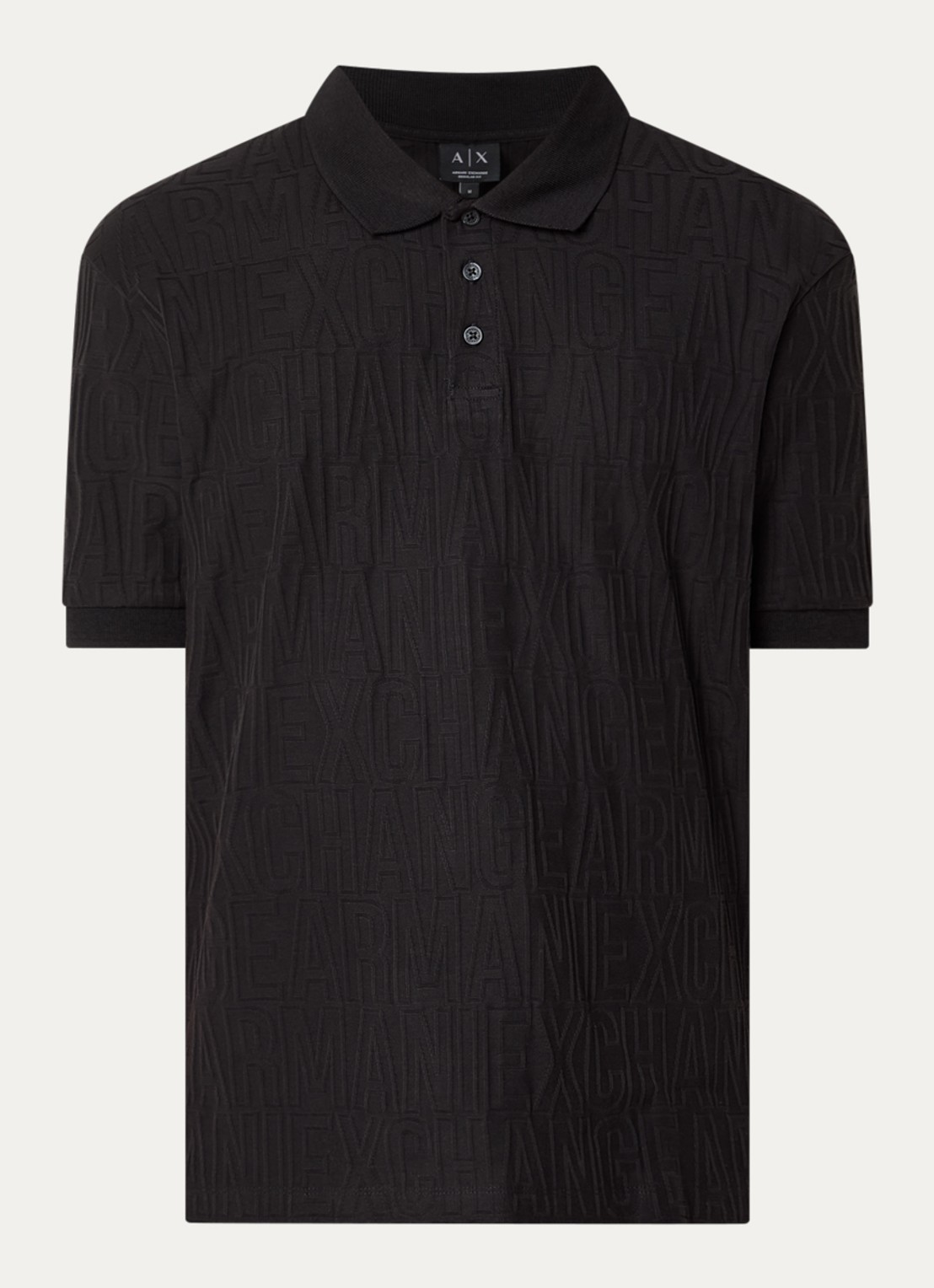 Armani Regular fit polo met structuur - voorkant zwart