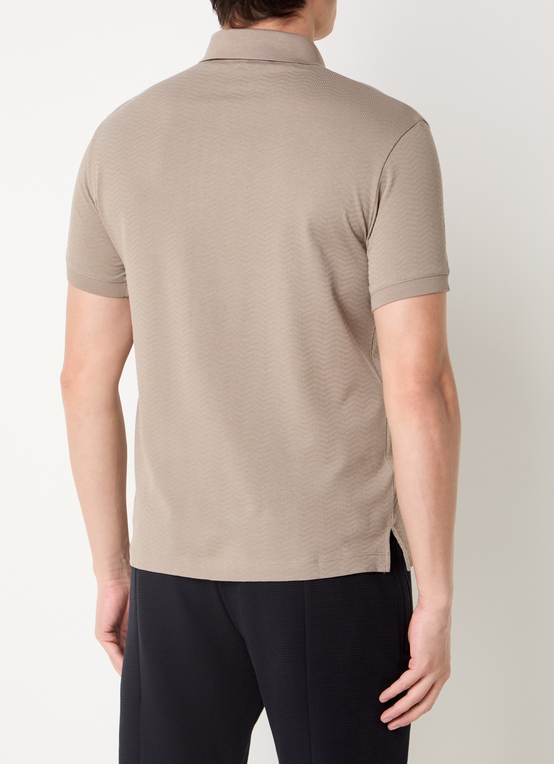 Armani Regular fit polo met structuur - achterkant 2 zand