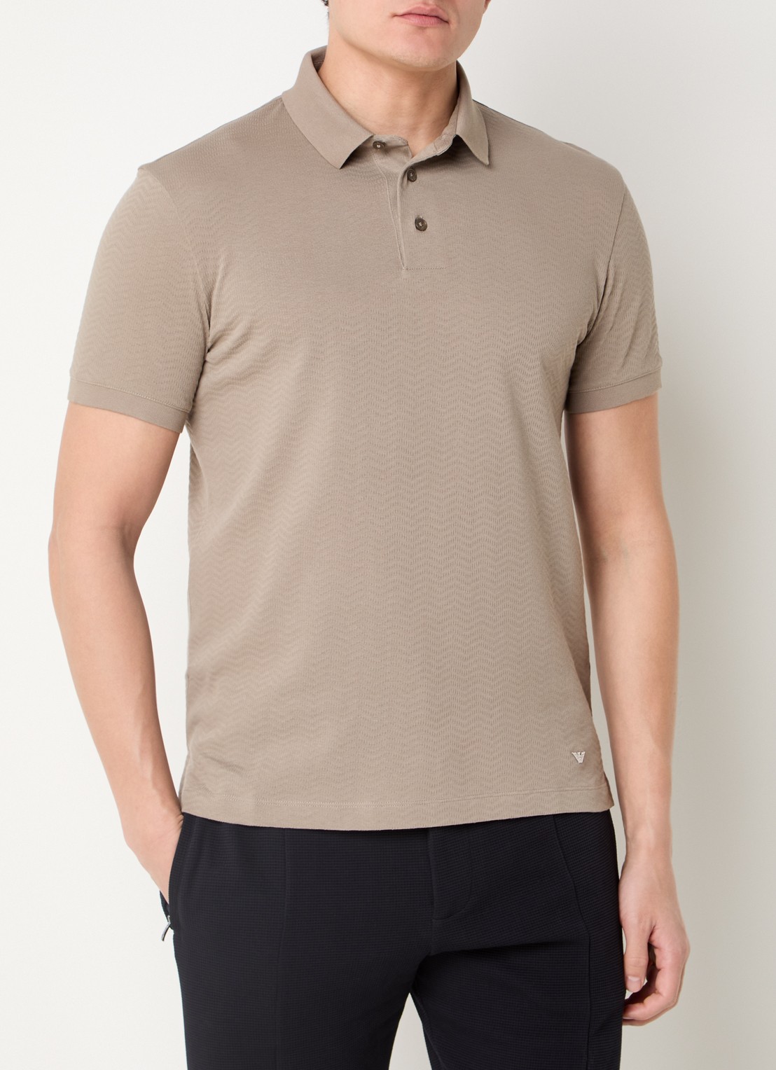 Armani Regular fit polo met structuur - detail zand
