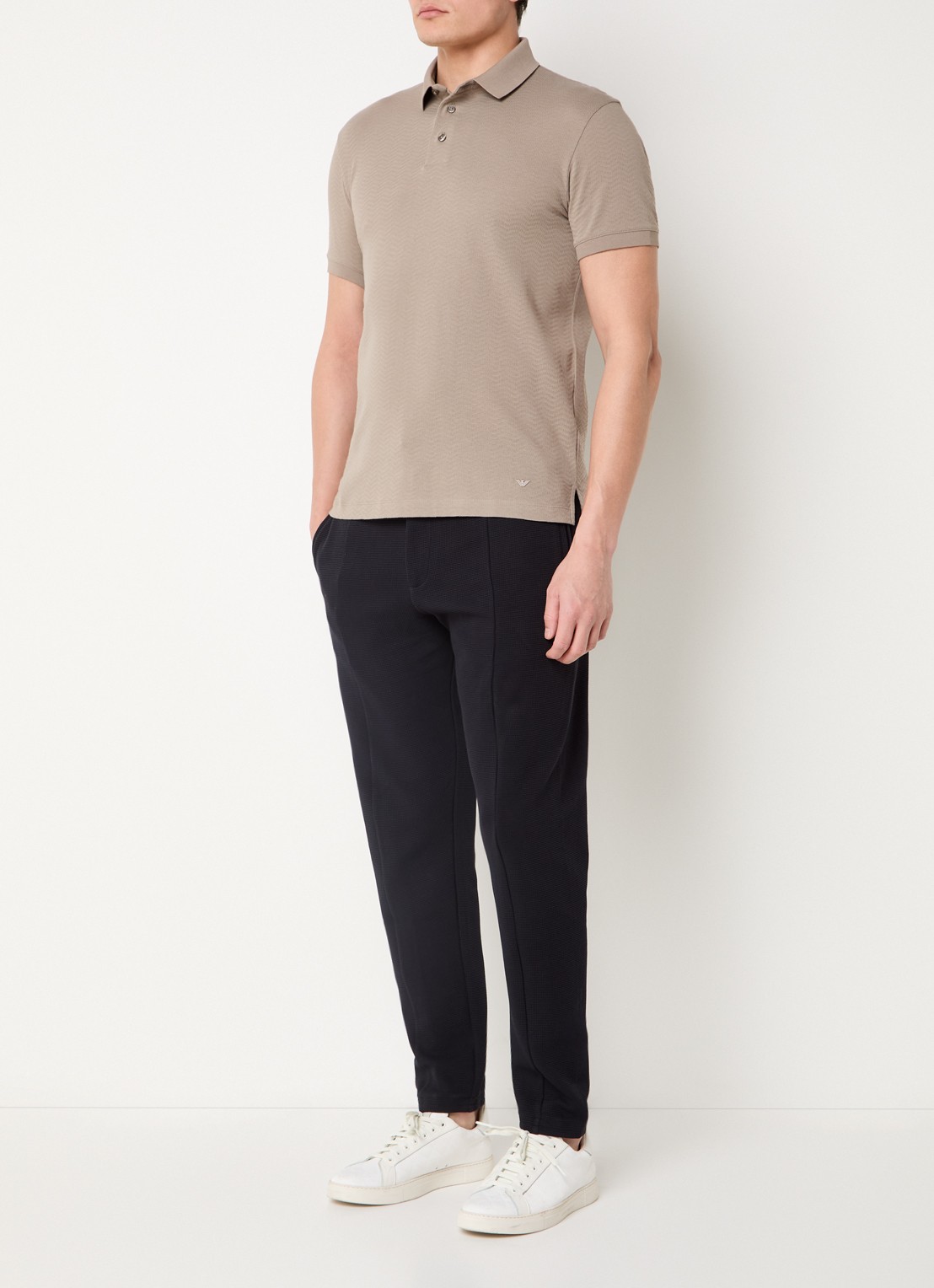 Armani Regular fit polo met structuur - voorkant 4 zand