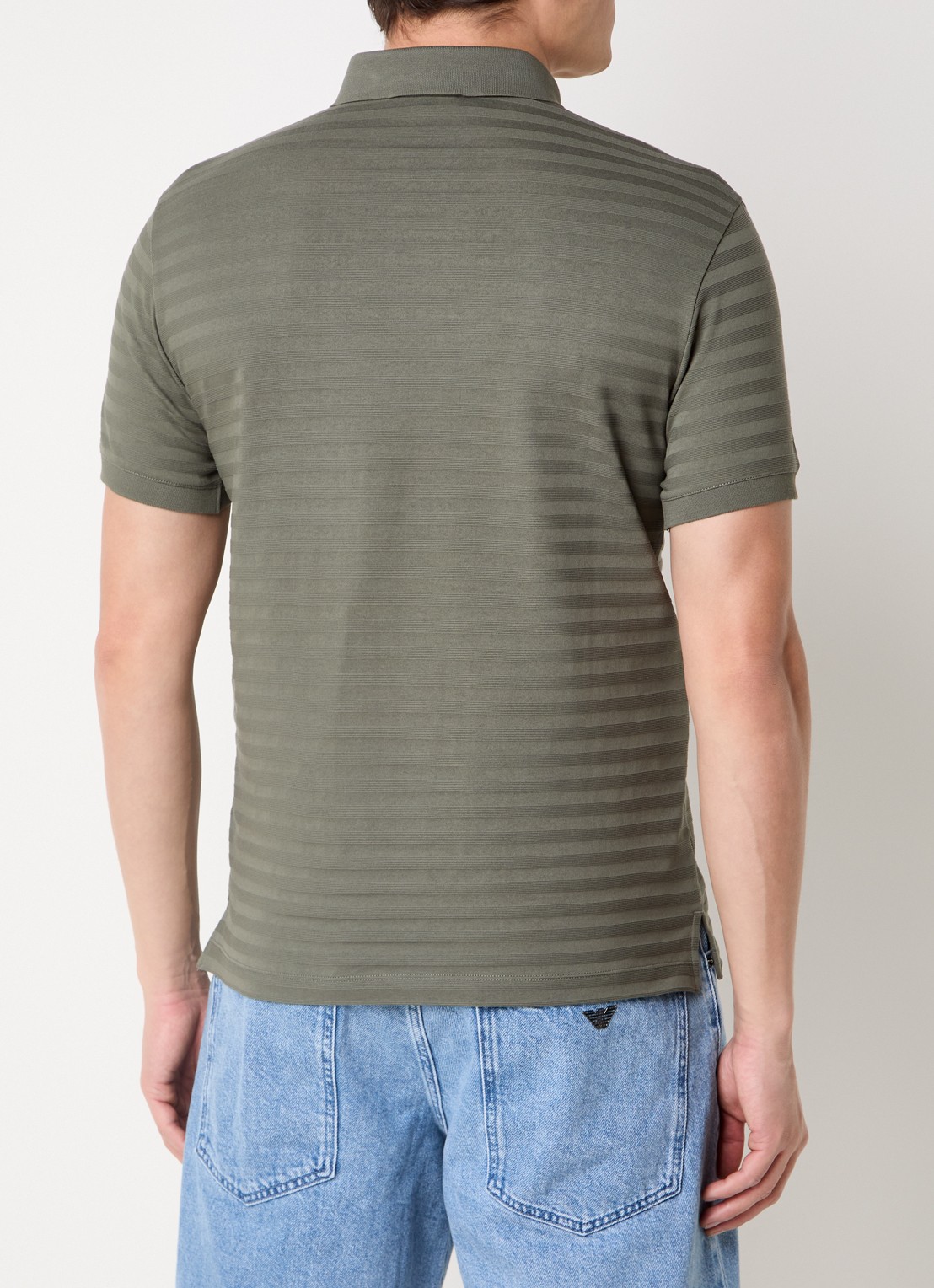 Armani Regular fit polo met structuur - achterkant olijfgroen