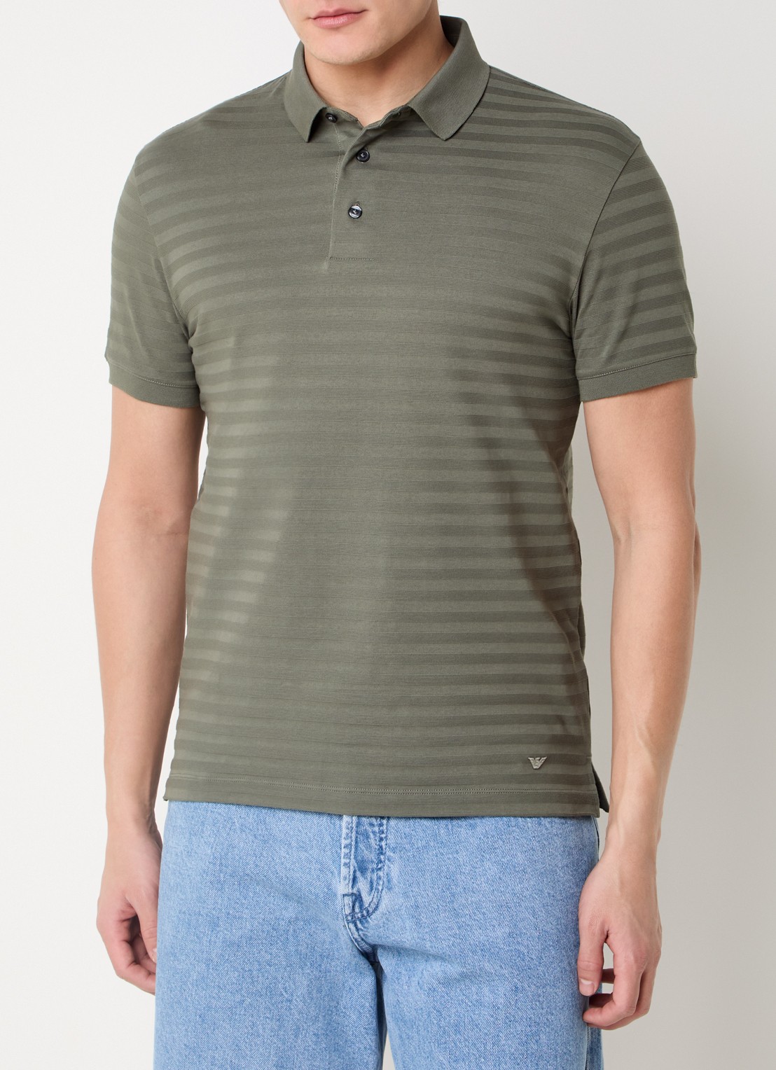 Armani Regular fit polo met structuur - detail 4 olijfgroen