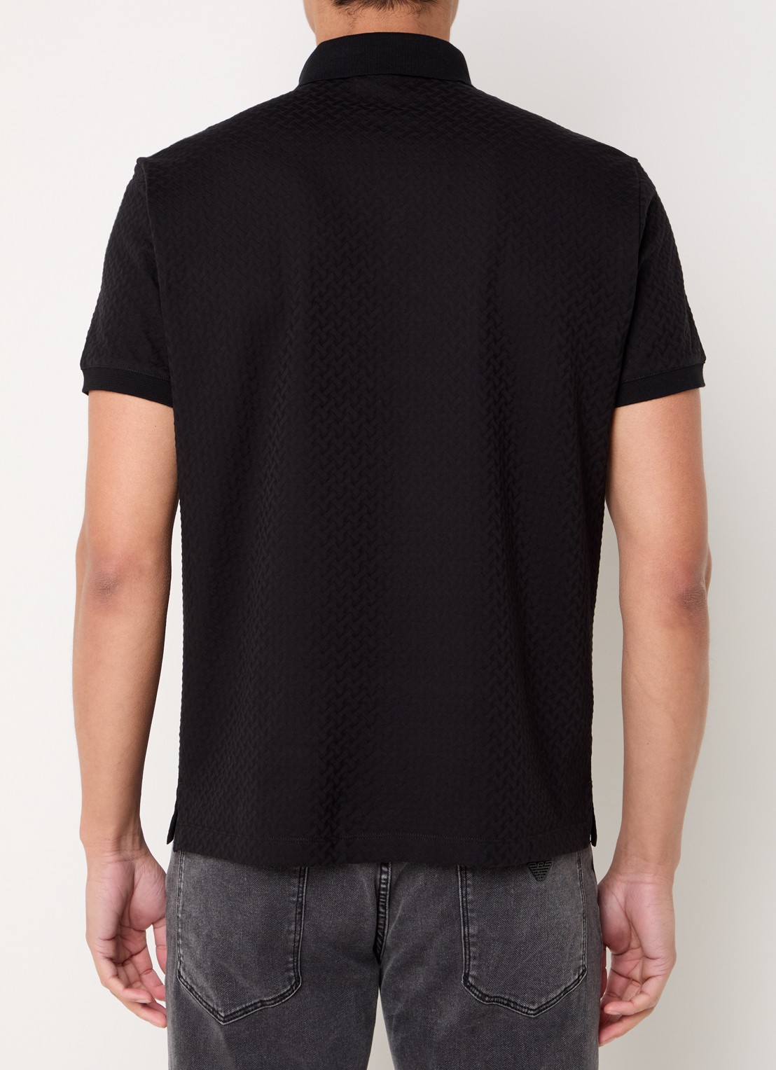Armani Regular fit polo met structuur - achterkant 3 donkerblauw