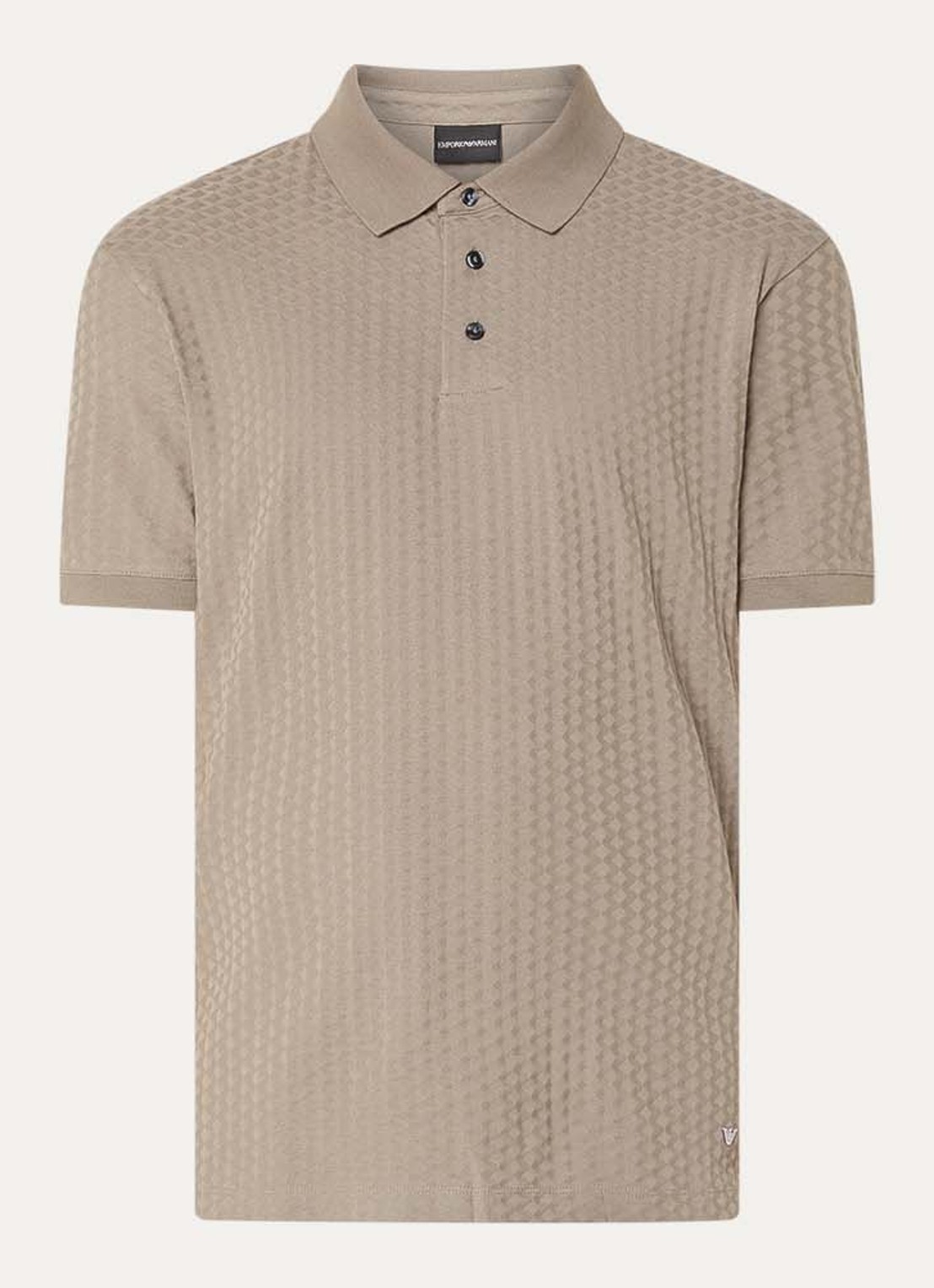 Armani Regular fit polo met structuur - voorkant donkerbeige
