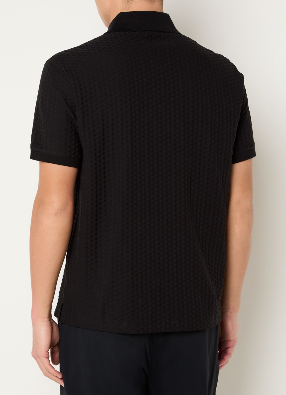 Armani Regular fit polo met structuur - achterkant zwart