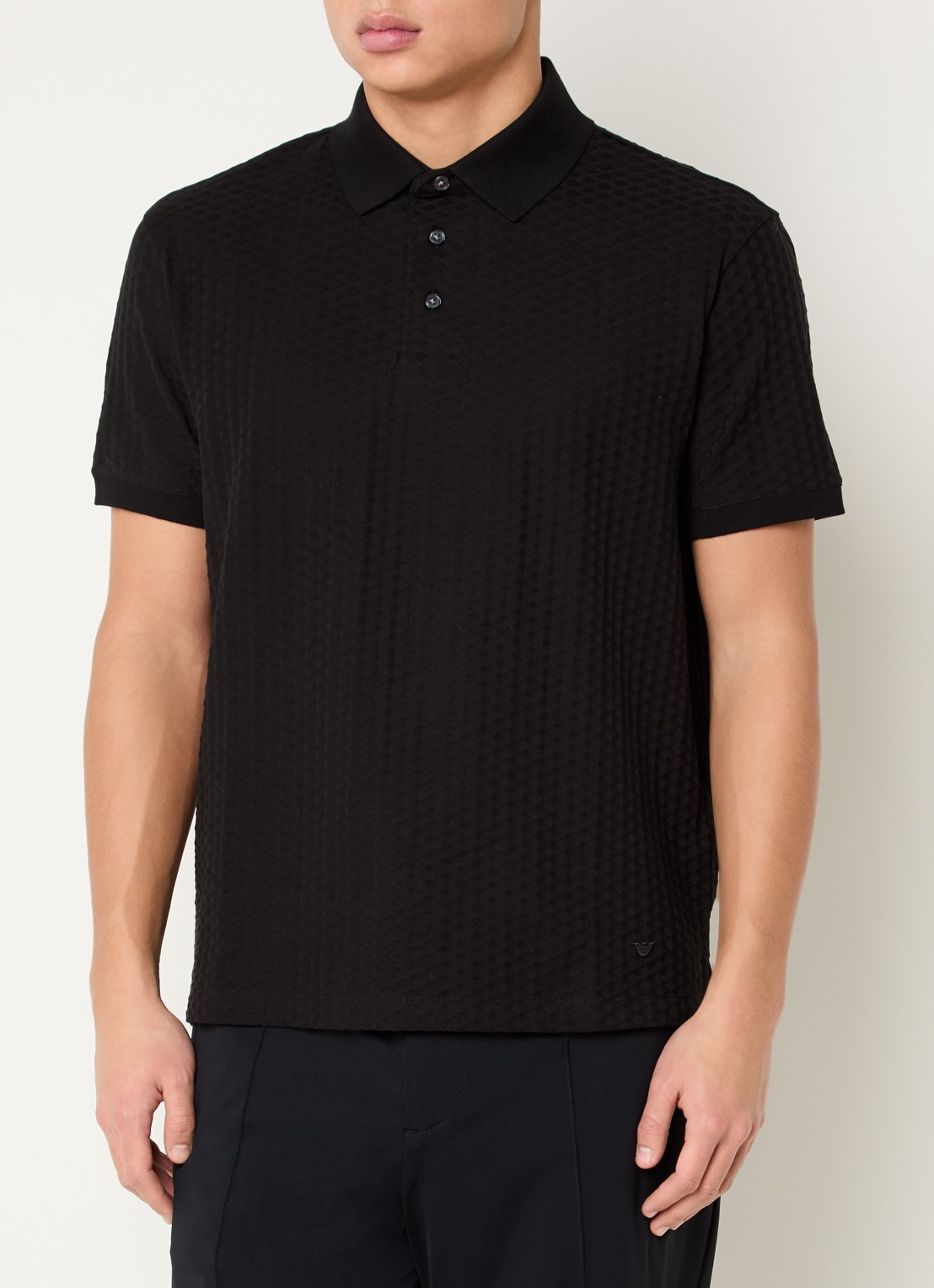 Armani Regular fit polo met structuur - detail 4 zwart