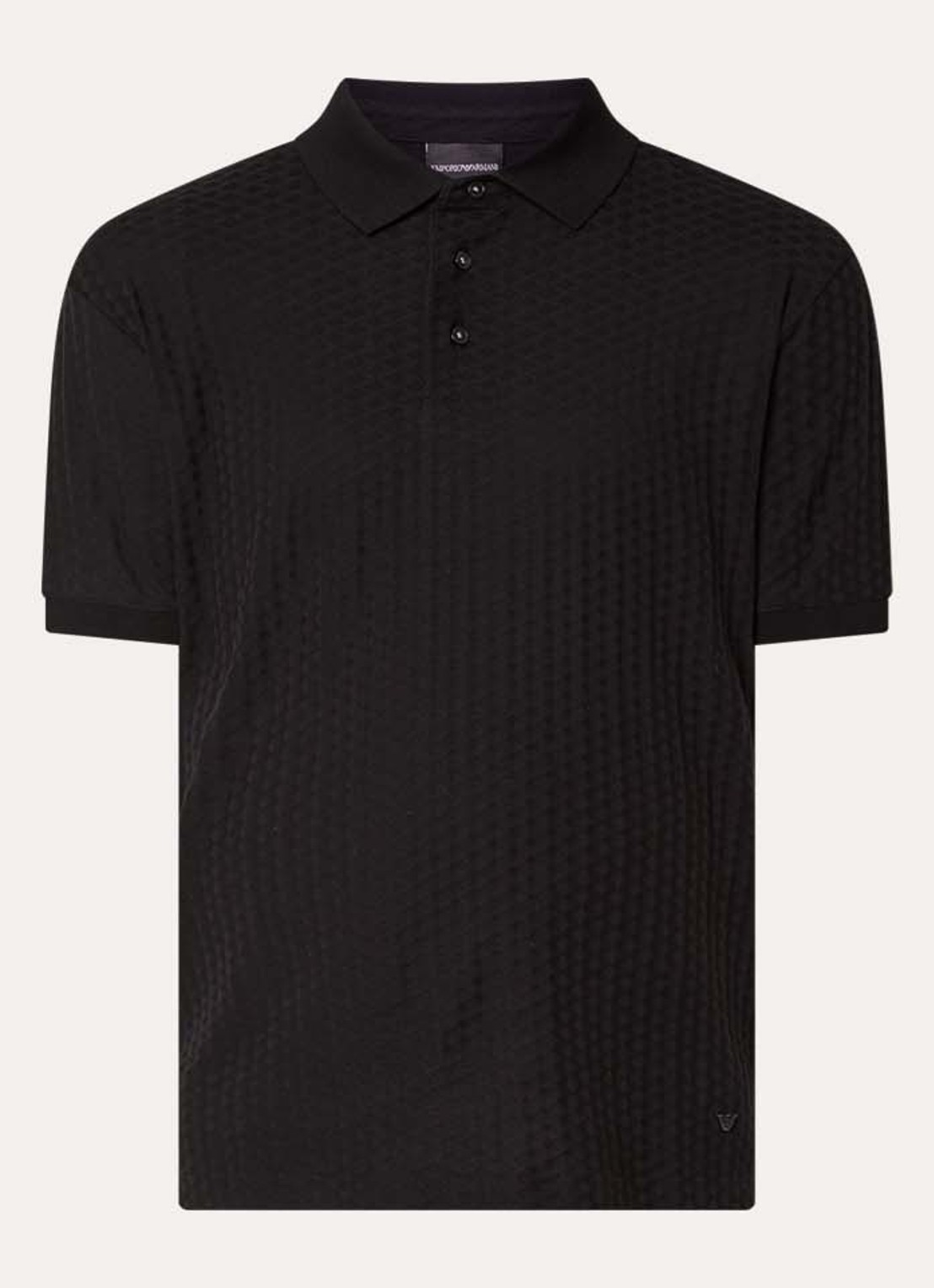 Armani Regular fit polo met structuur - voorkant 2 zwart