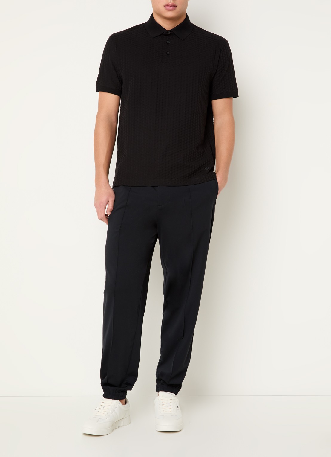 Armani Regular fit polo met structuur - voorkant 3 zwart