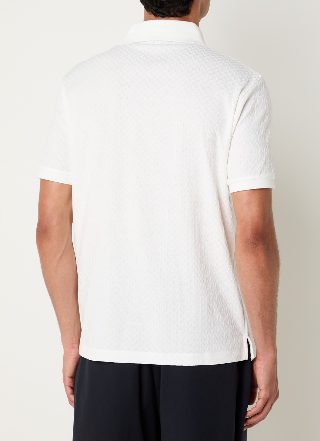 Armani Regular fit polo met structuur - achterkant 2 gebroken wit