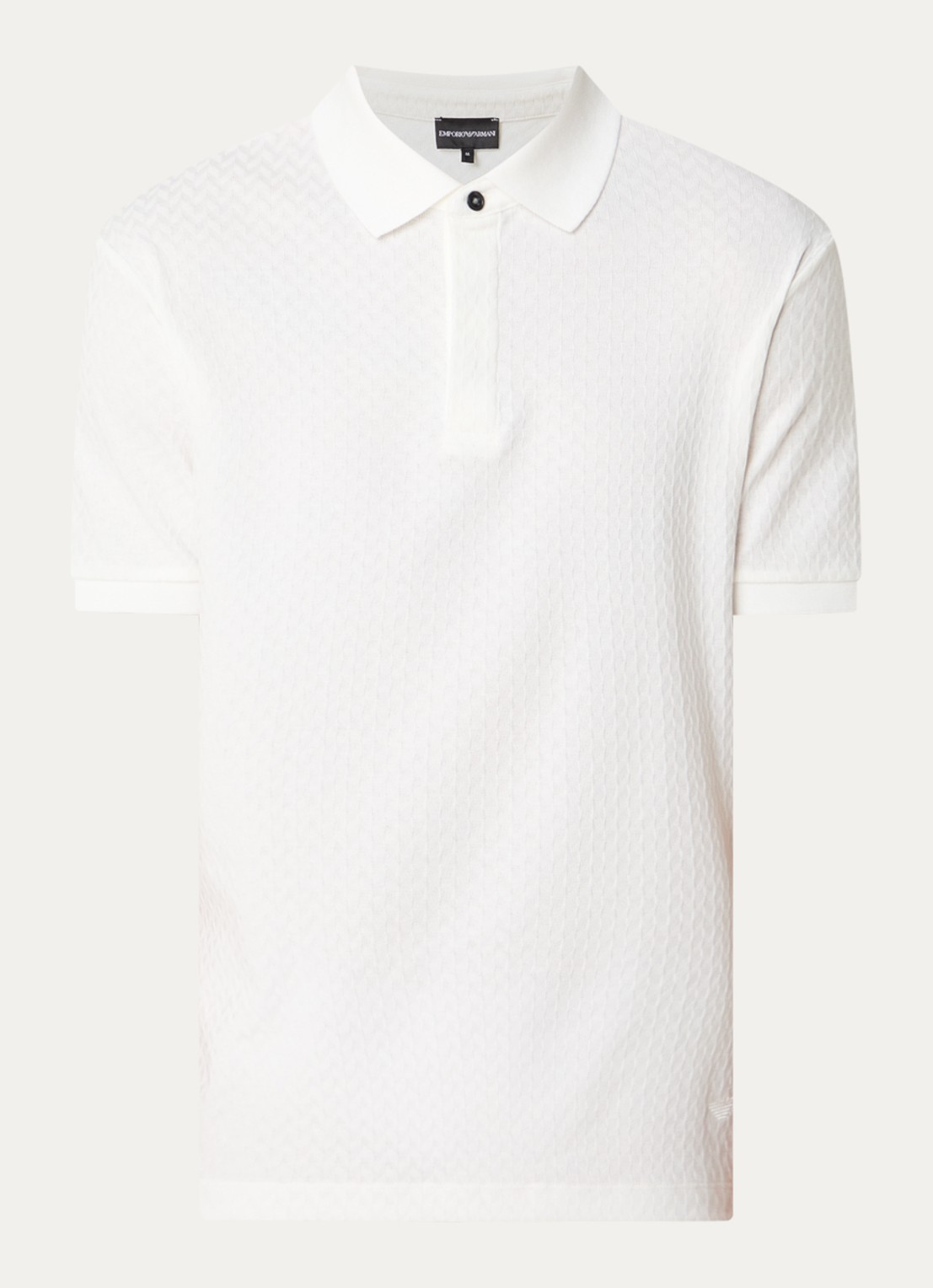 Armani Regular fit polo met structuur - voorkant 3 gebroken wit