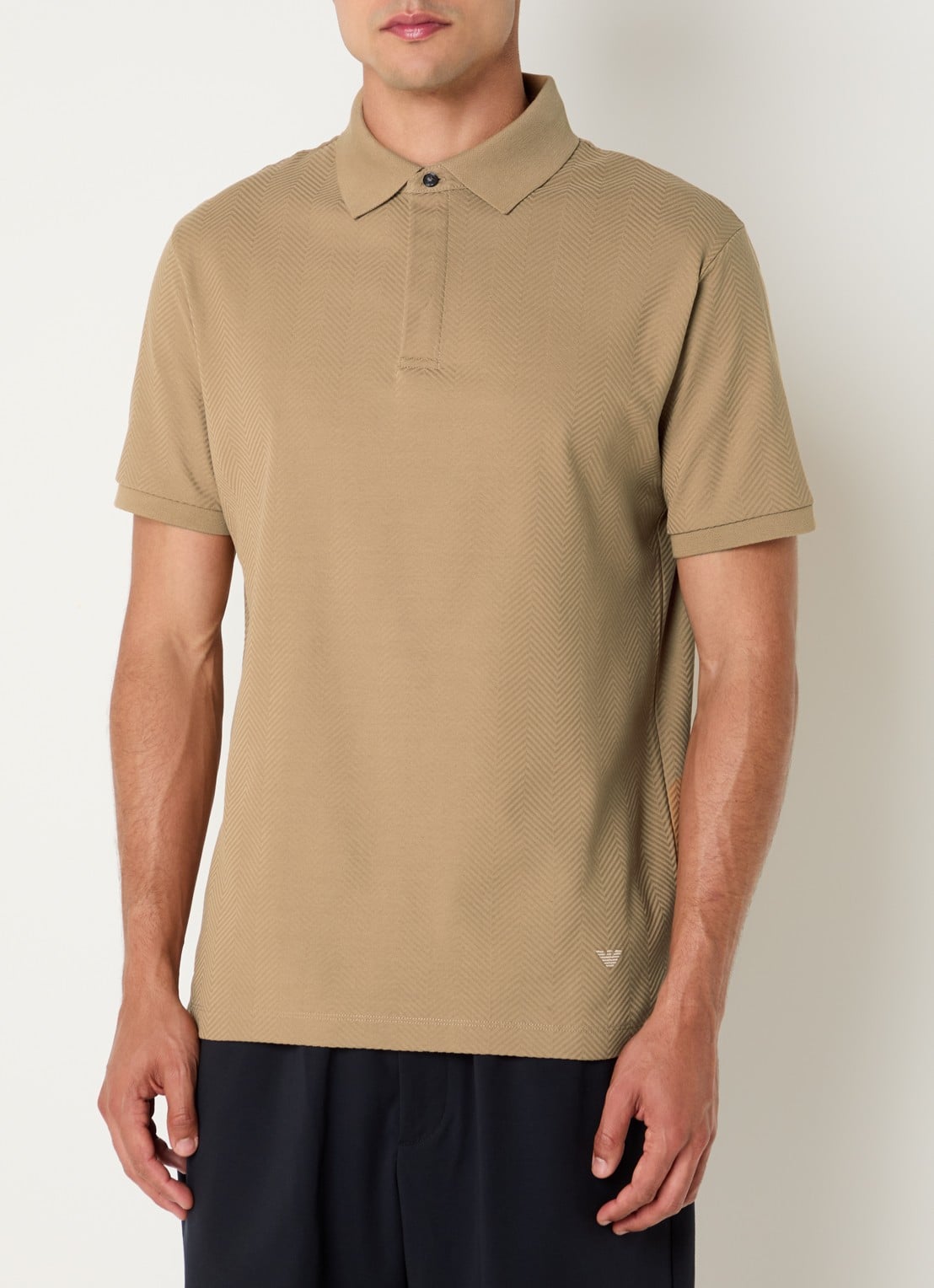 Armani Regular fit polo met structuur - detail 3 camel