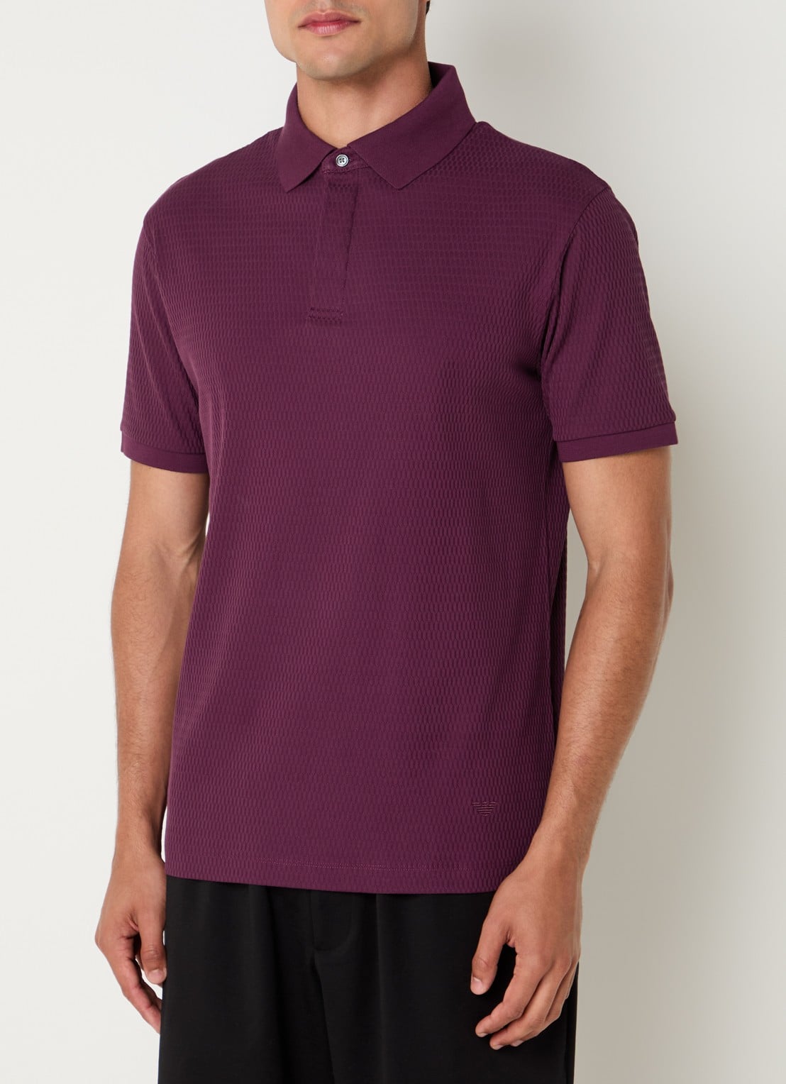 Armani Regular fit polo met structuur - detail 3 aubergine