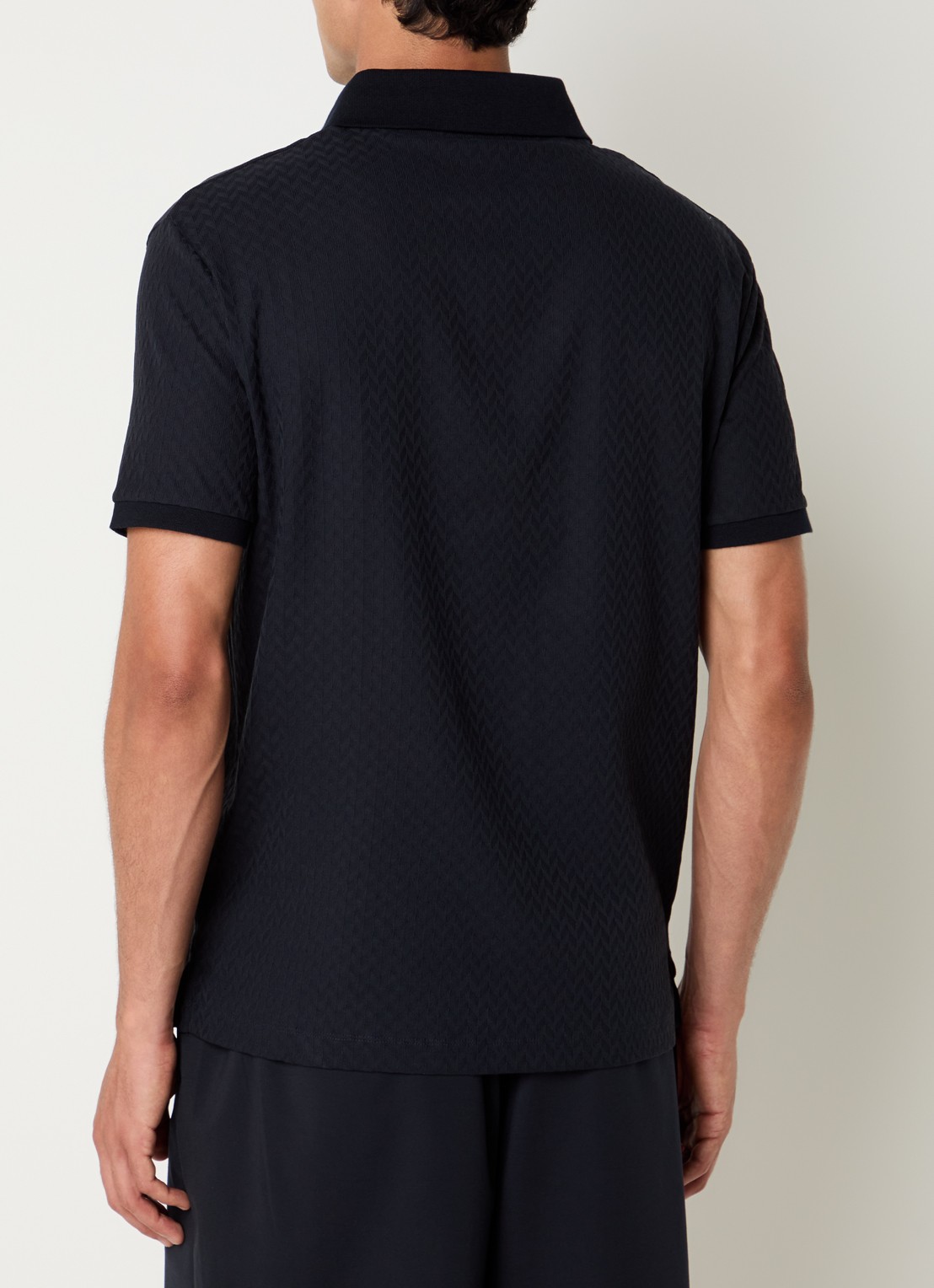 Armani Regular fit polo met structuur - achterkant 6 zwart