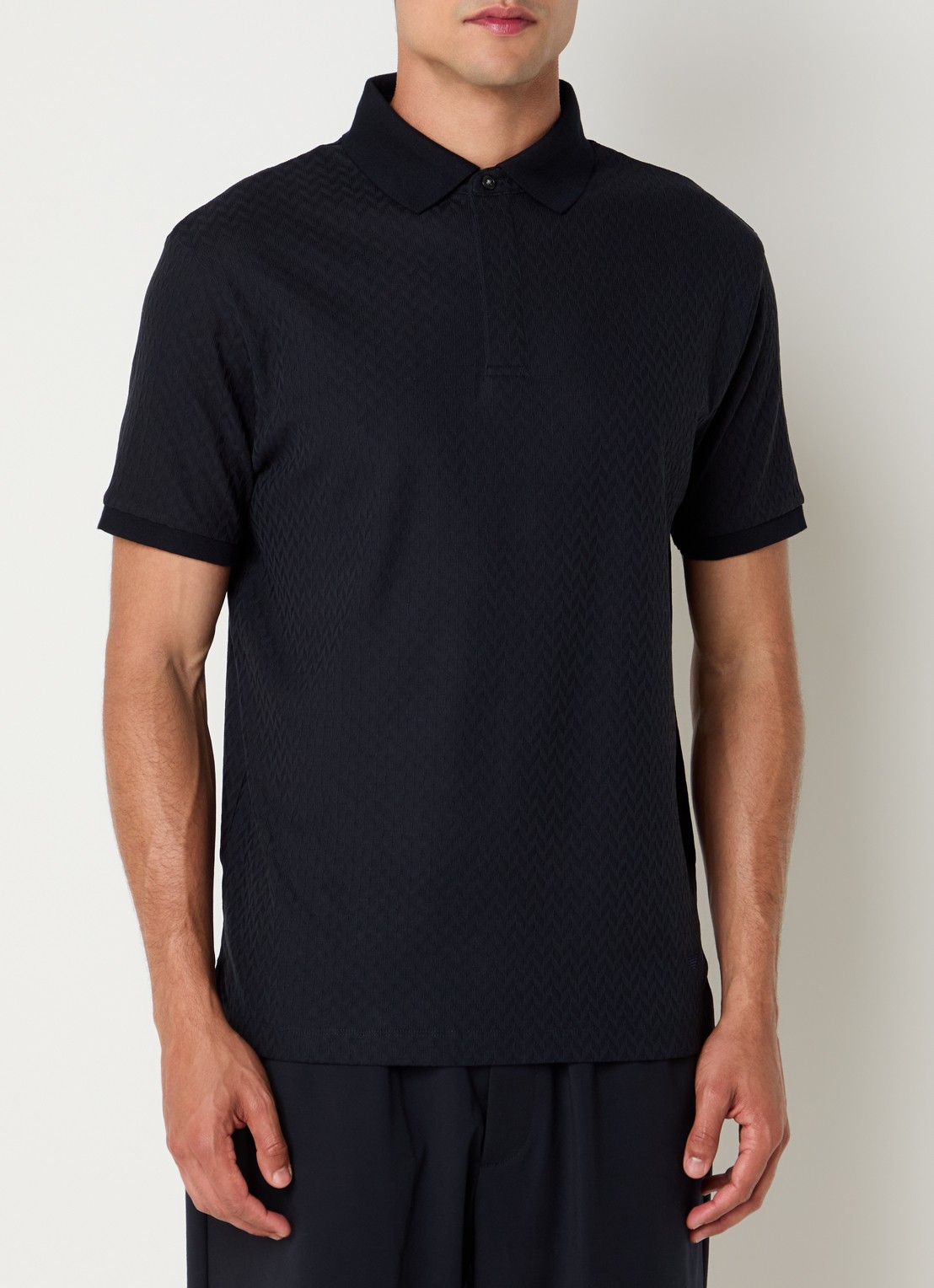 Armani Regular fit polo met structuur - detail 4 zwart
