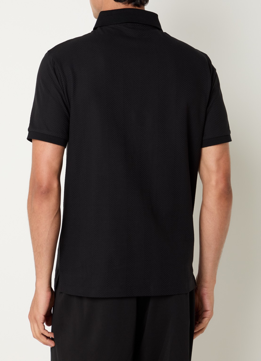 Armani Regular fit polo met structuur - achterkant 7 zwart
