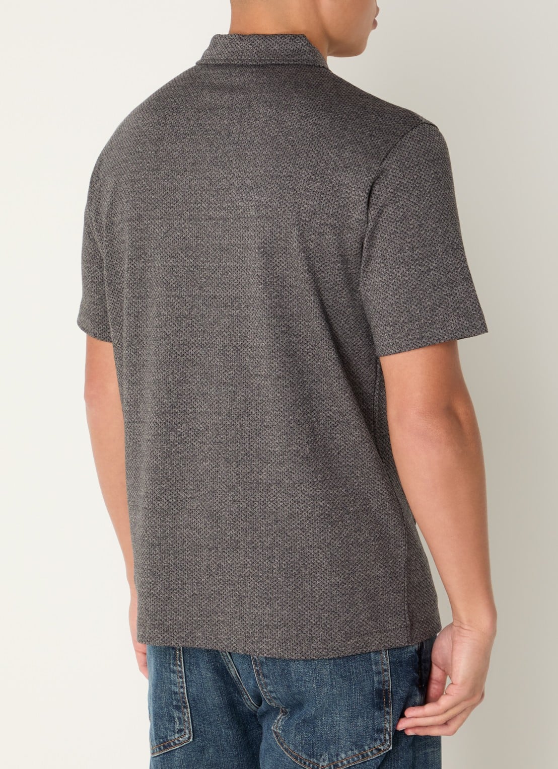 Armani Regular fit polo met structuur - achterkant donkergrijs