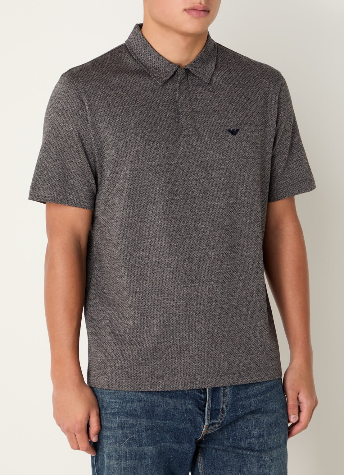 Armani Regular fit polo met structuur - detail 4 donkergrijs