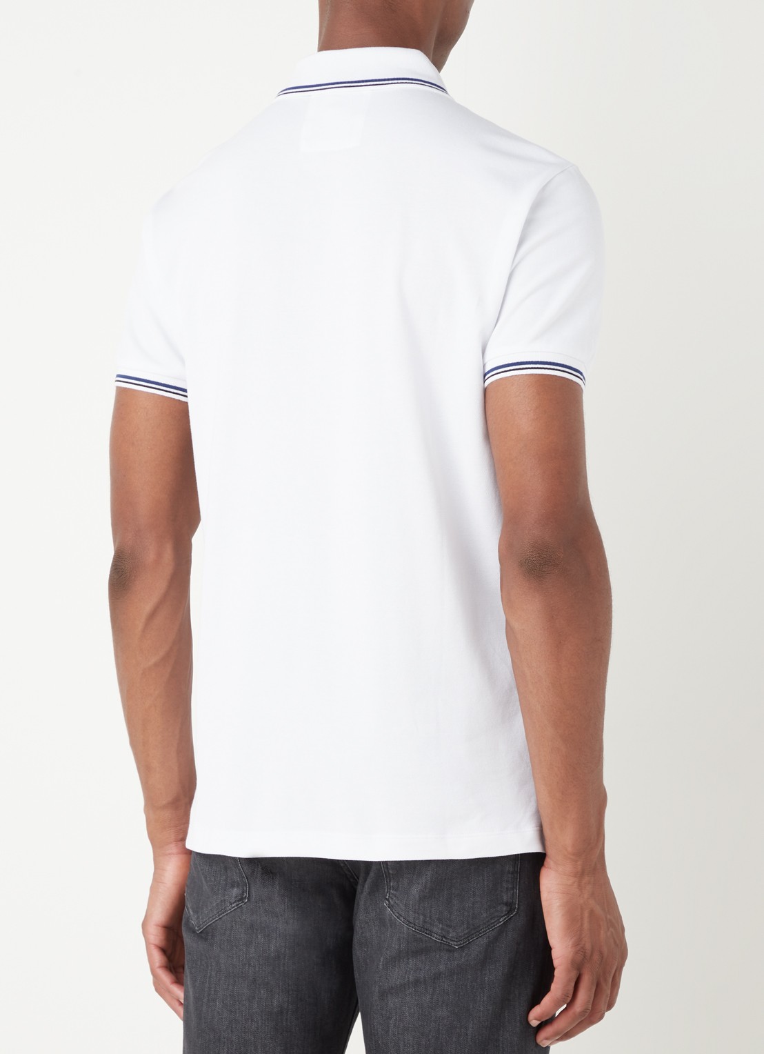 Armani Regular fit polo van piqué katoen met getipte boorden - achterkant 4 wit