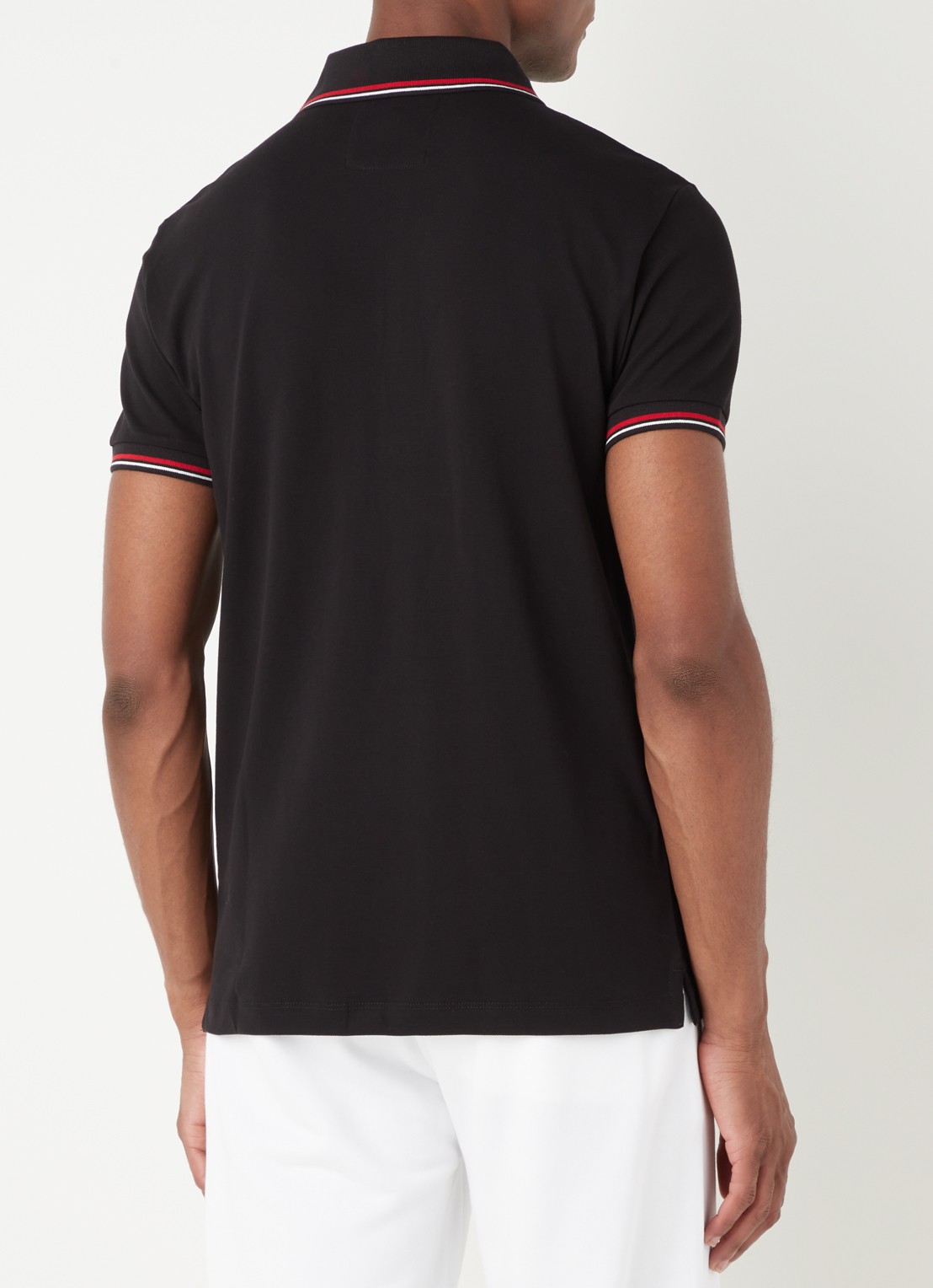 Armani Regular fit polo van piqué katoen met getipte boorden - achterkant 2 zwart