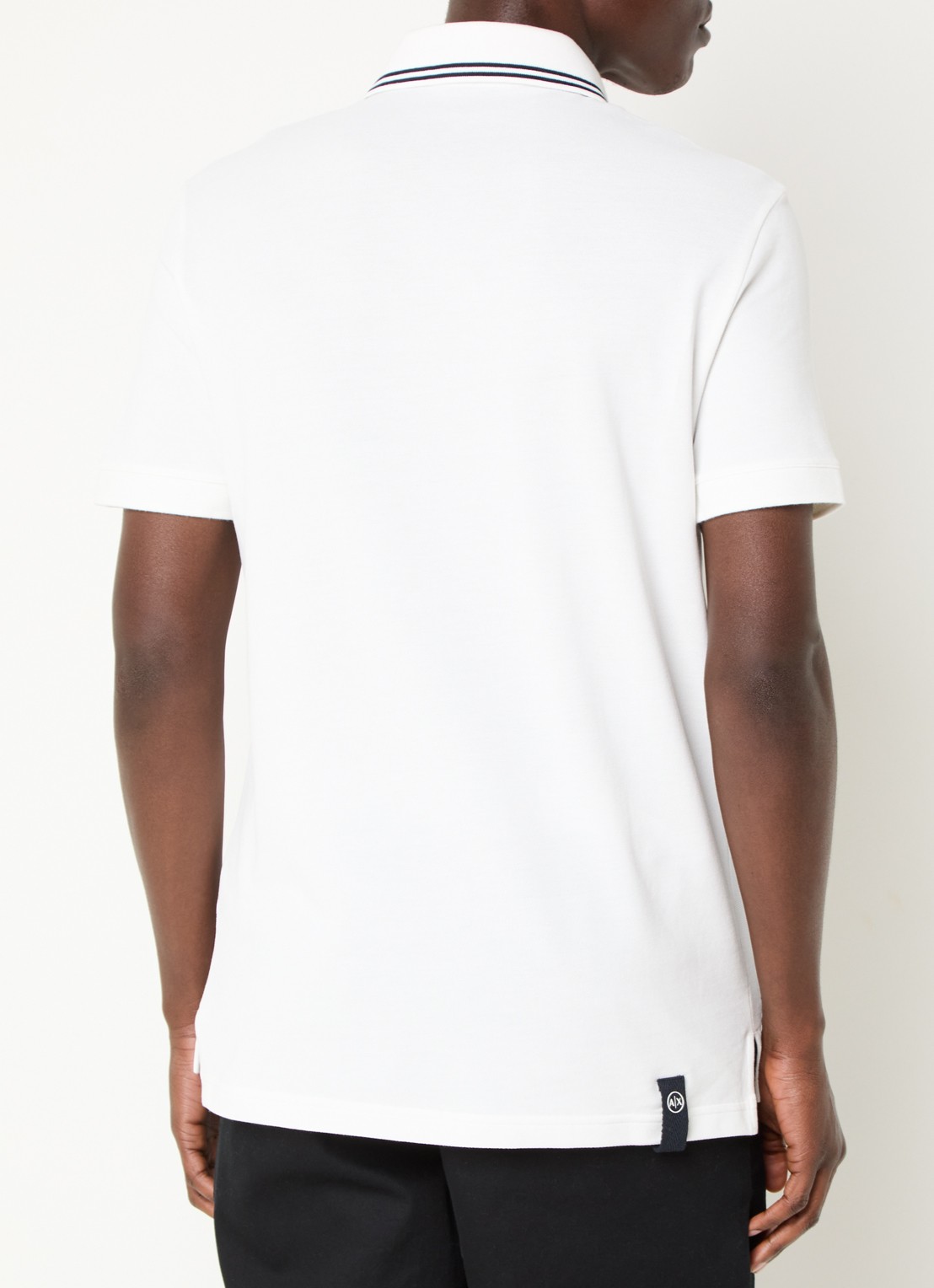 Armani Regular fit polo van piqué katoen met halve rits - achterkant 4 gebroken wit