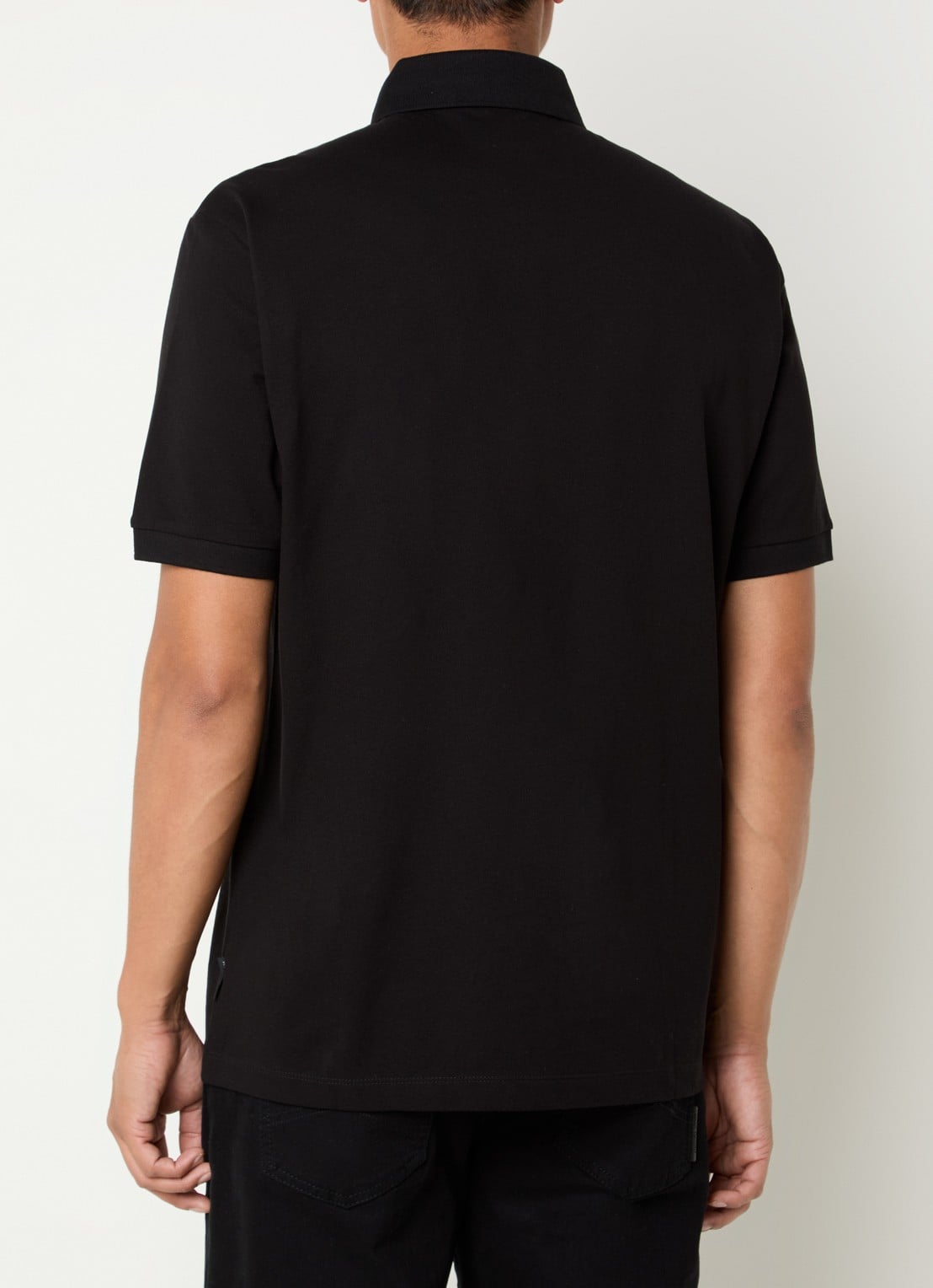 Armani Regular fit polo van piqué katoen met logo - achterkant zwart