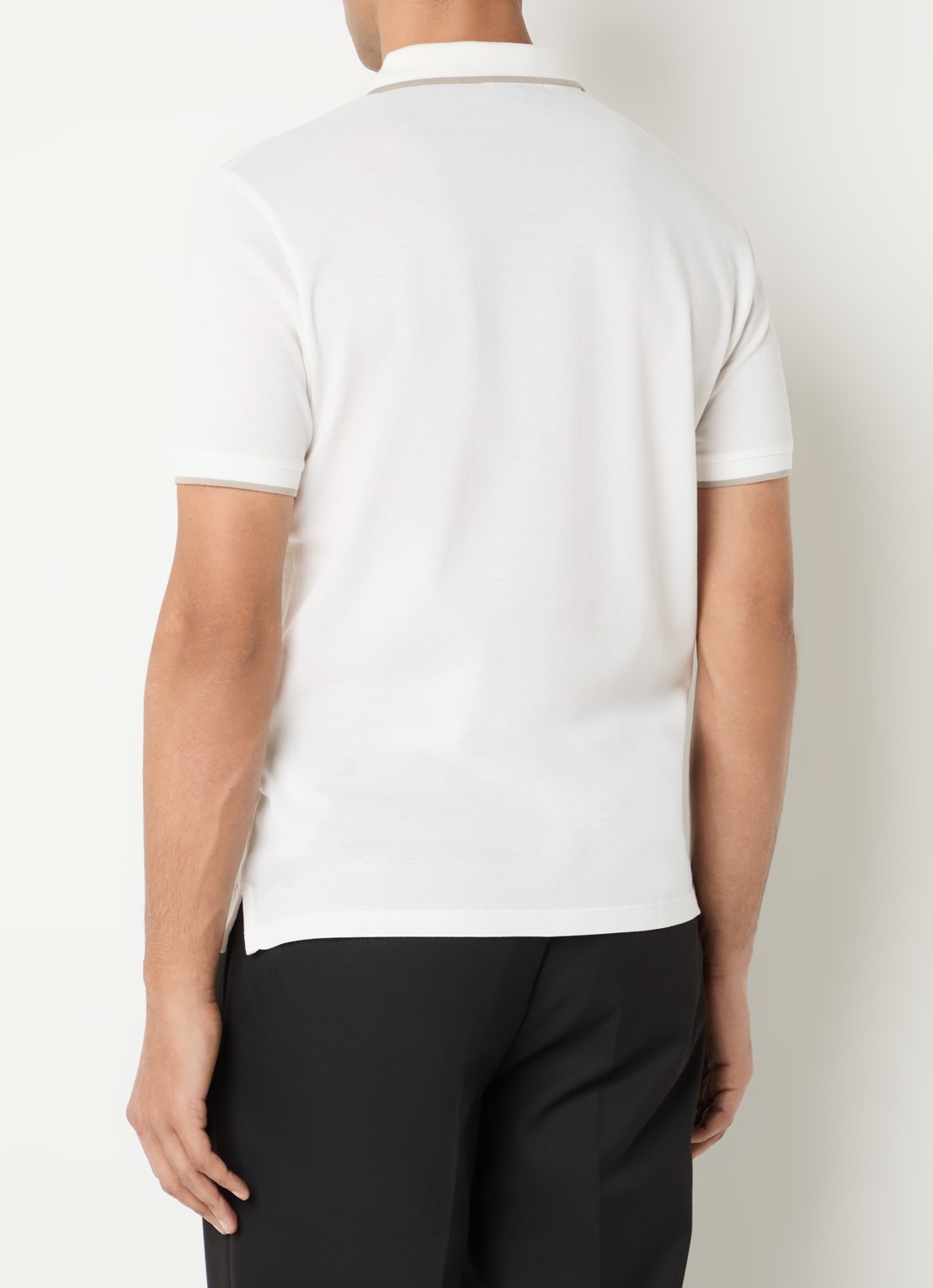 Armani Regular fit polo van piqué katoen met logo - achterkant wit
