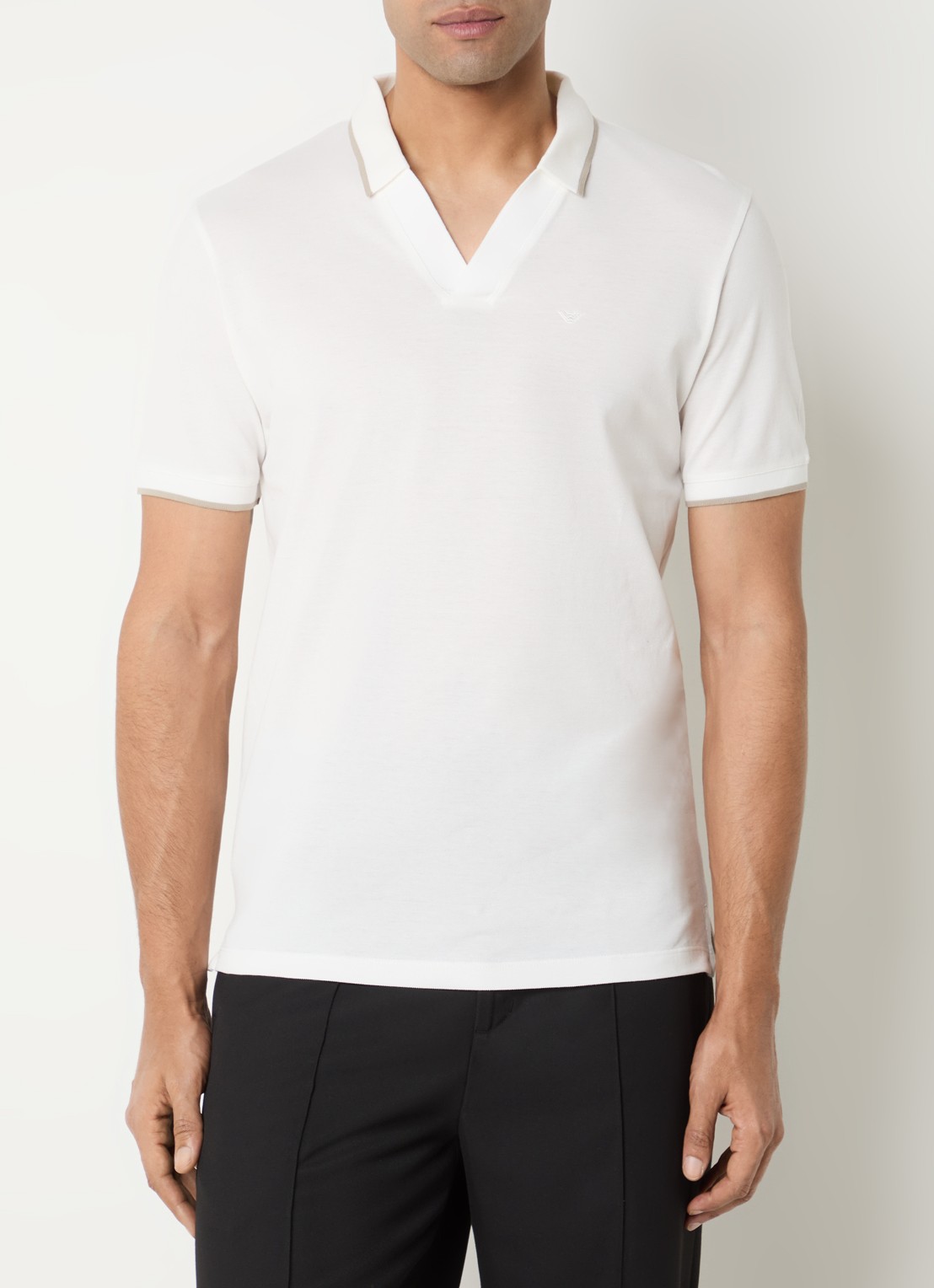 Armani Regular fit polo van piqué katoen met logo - detail 4 wit