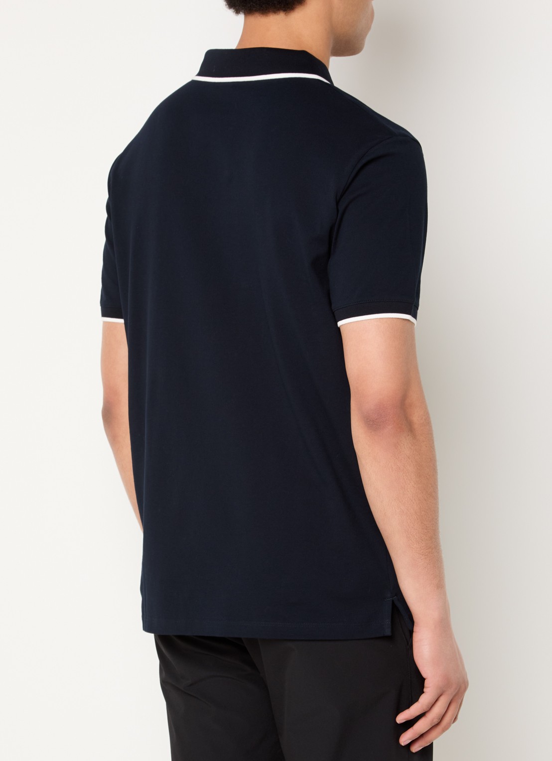 Armani Regular fit polo van piqué katoen met logo - achterkant donkerblauw