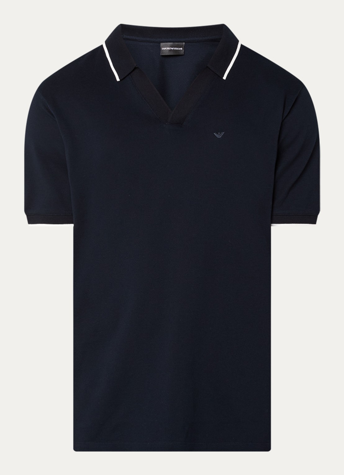 Armani Regular fit polo van piqué katoen met logo - voorkant 2 donkerblauw