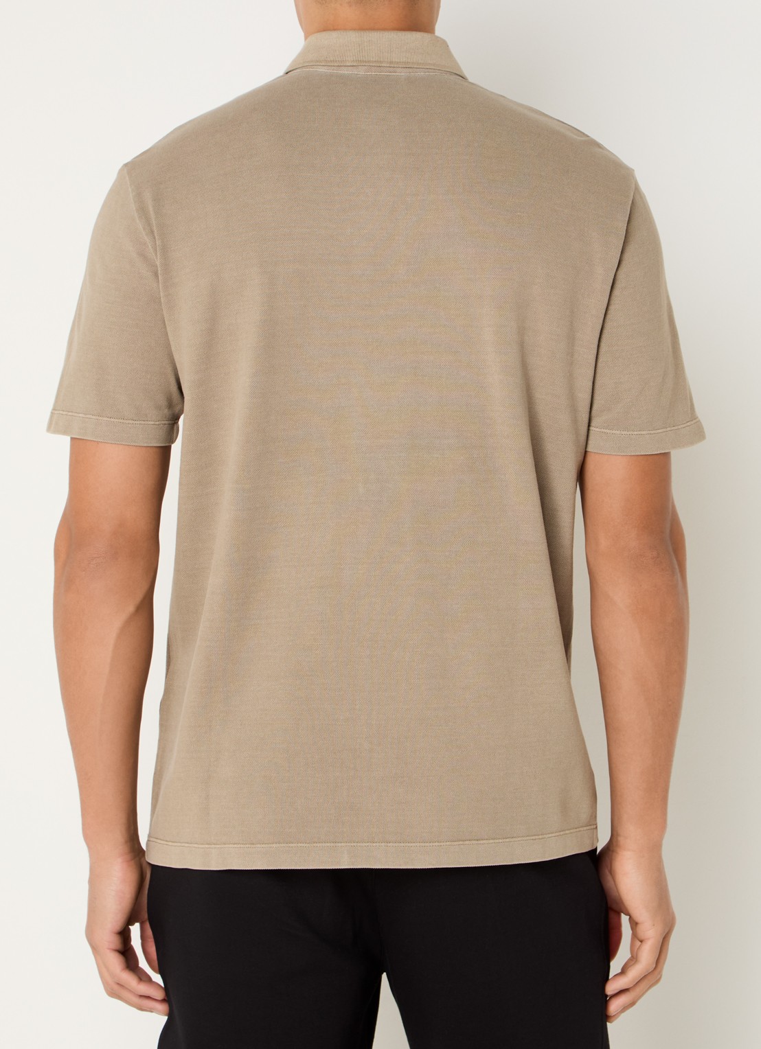 Armani Regular fit polo van piqué katoen met logoborduring - achterkant zand