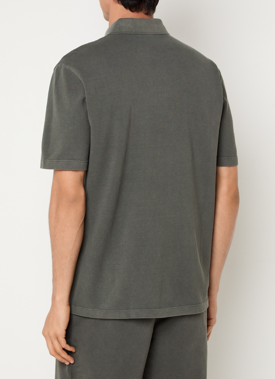 Armani Regular fit polo van piqué katoen met logoborduring - achterkant 4 olijfgroen