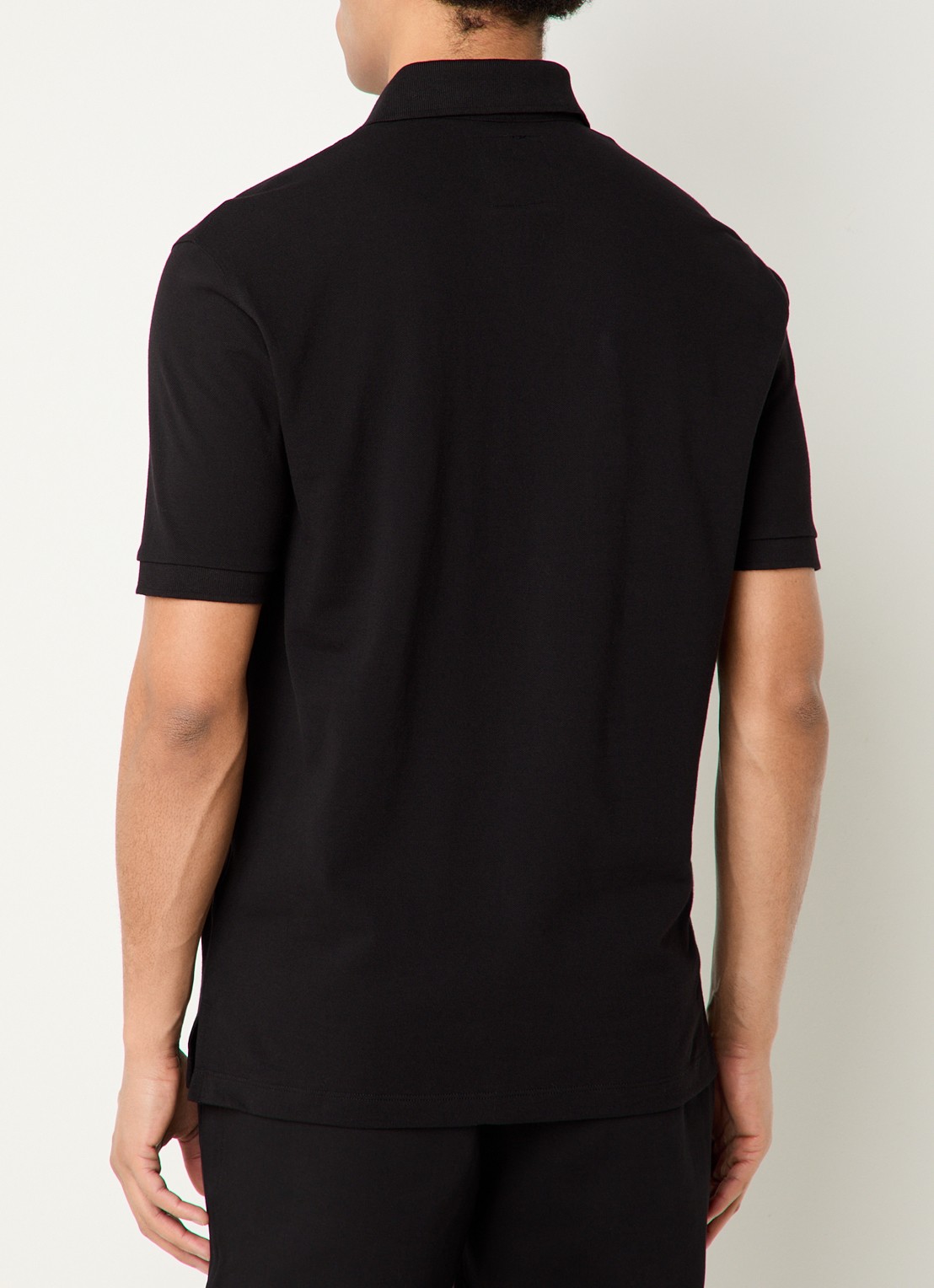 Armani Regular fit polo van piqué katoen met logoborduring - achterkant 3 zwart