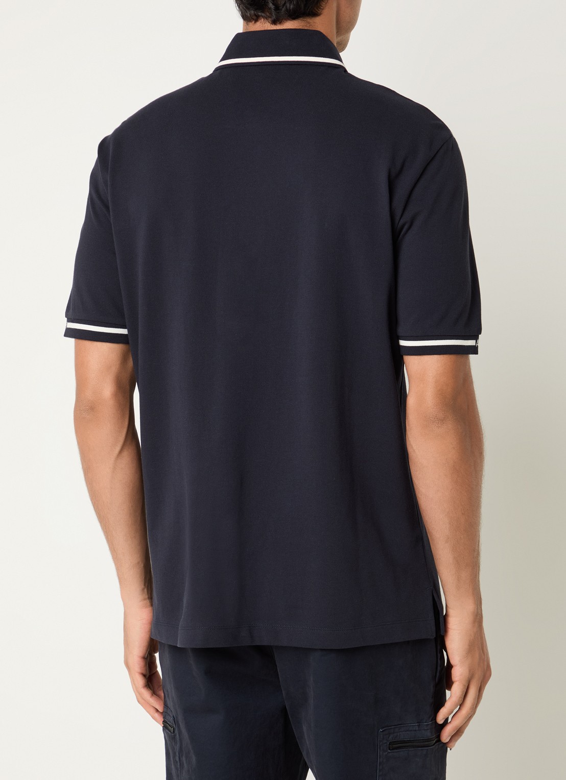 Armani Regular fit polo van piqué katoen met logoborduring - achterkant 4 donkerblauw